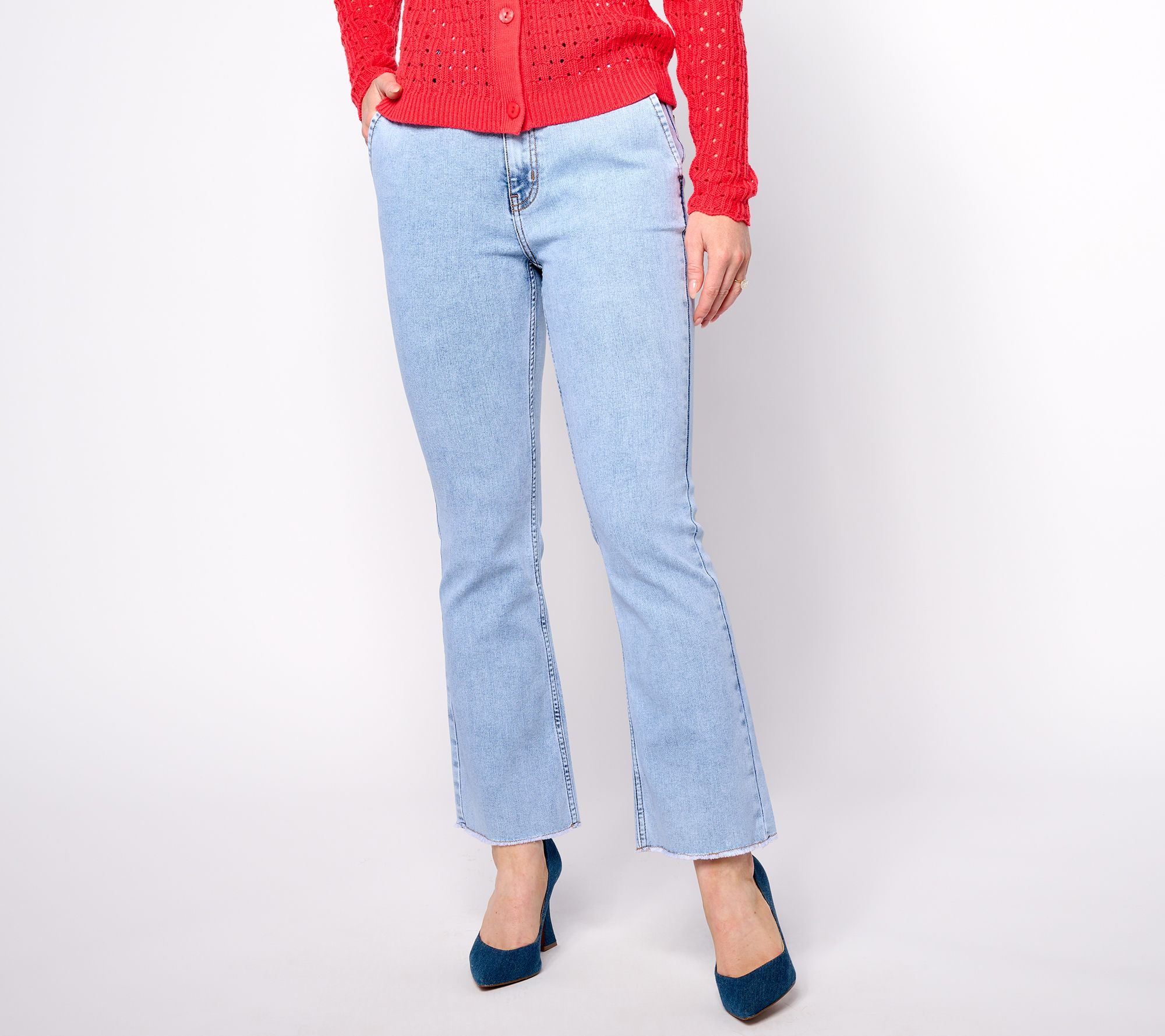 BEAUTIFUL by Lawrence Zarian Petite Ankle Frayed Hem Jean - Indigo