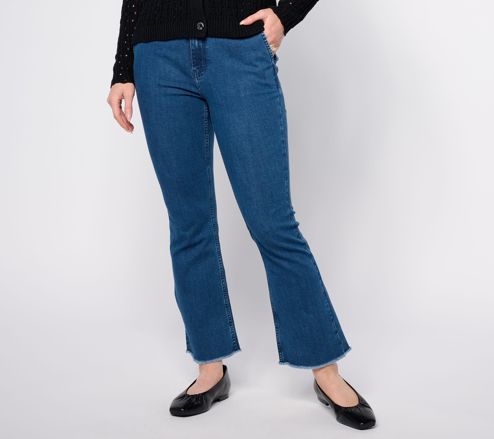 BEAUTIFUL by Lawrence Zarian Petite Ankle Frayed Hem Jean - Indigo