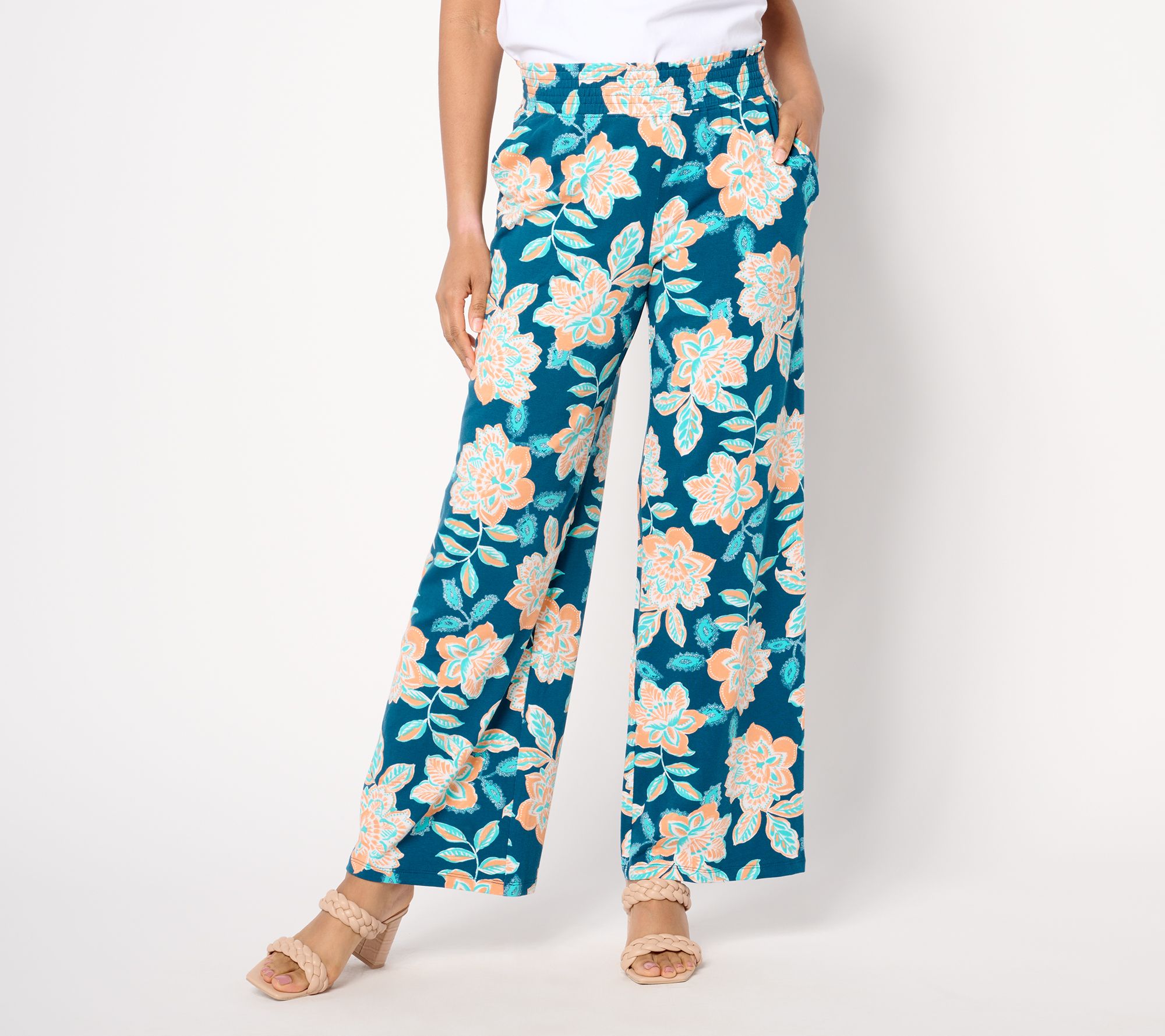 Denim & Co. Beach Tall Jersey Full Length Wide Leg Pant