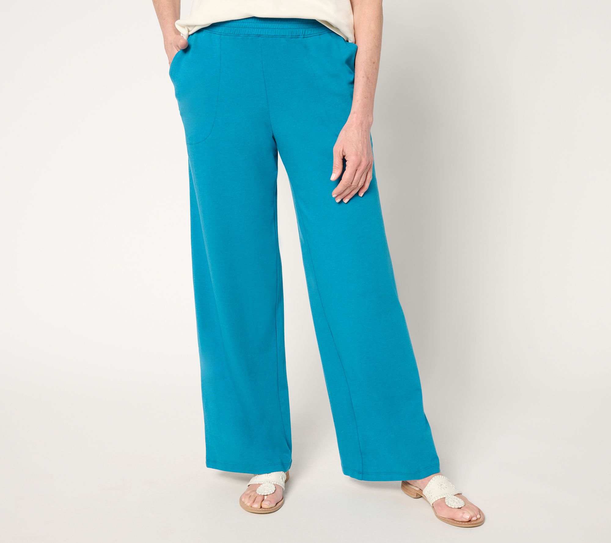 Denim & Co. Beach Tall Jersey Full Length Wide Leg Pant