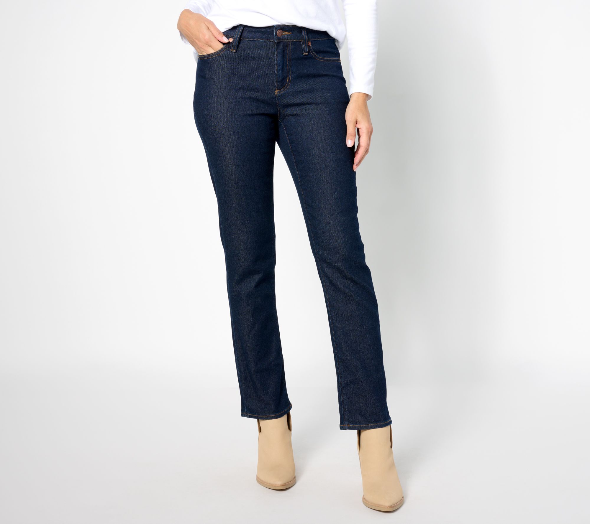 As Is Lands' End Petite 28 Inseam Recover Denim Straight Leg Jeans 