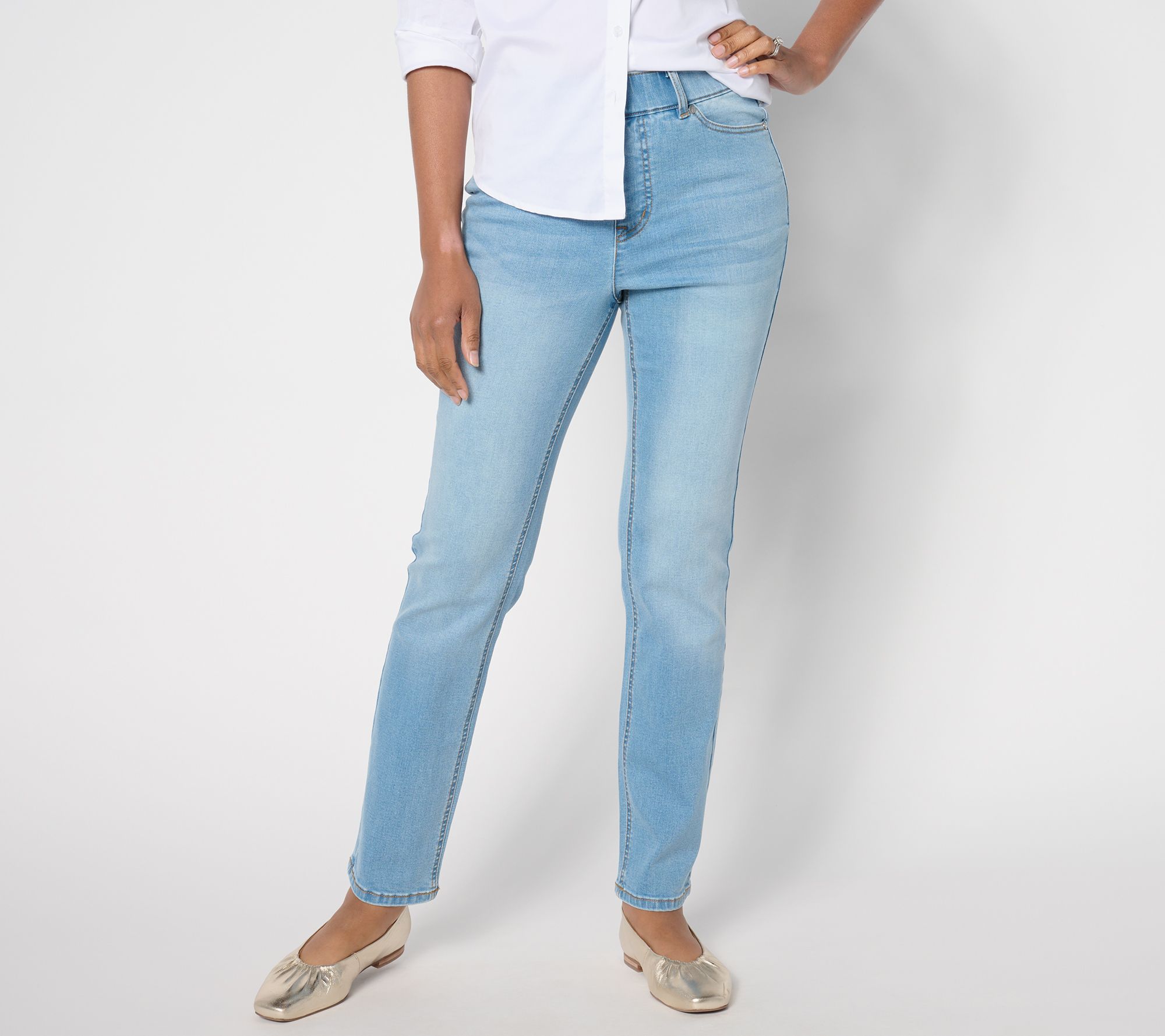 Isaac Mizrahi Live! True Denim Straight Leg Jeans w/ Belt Loops - QVC.com