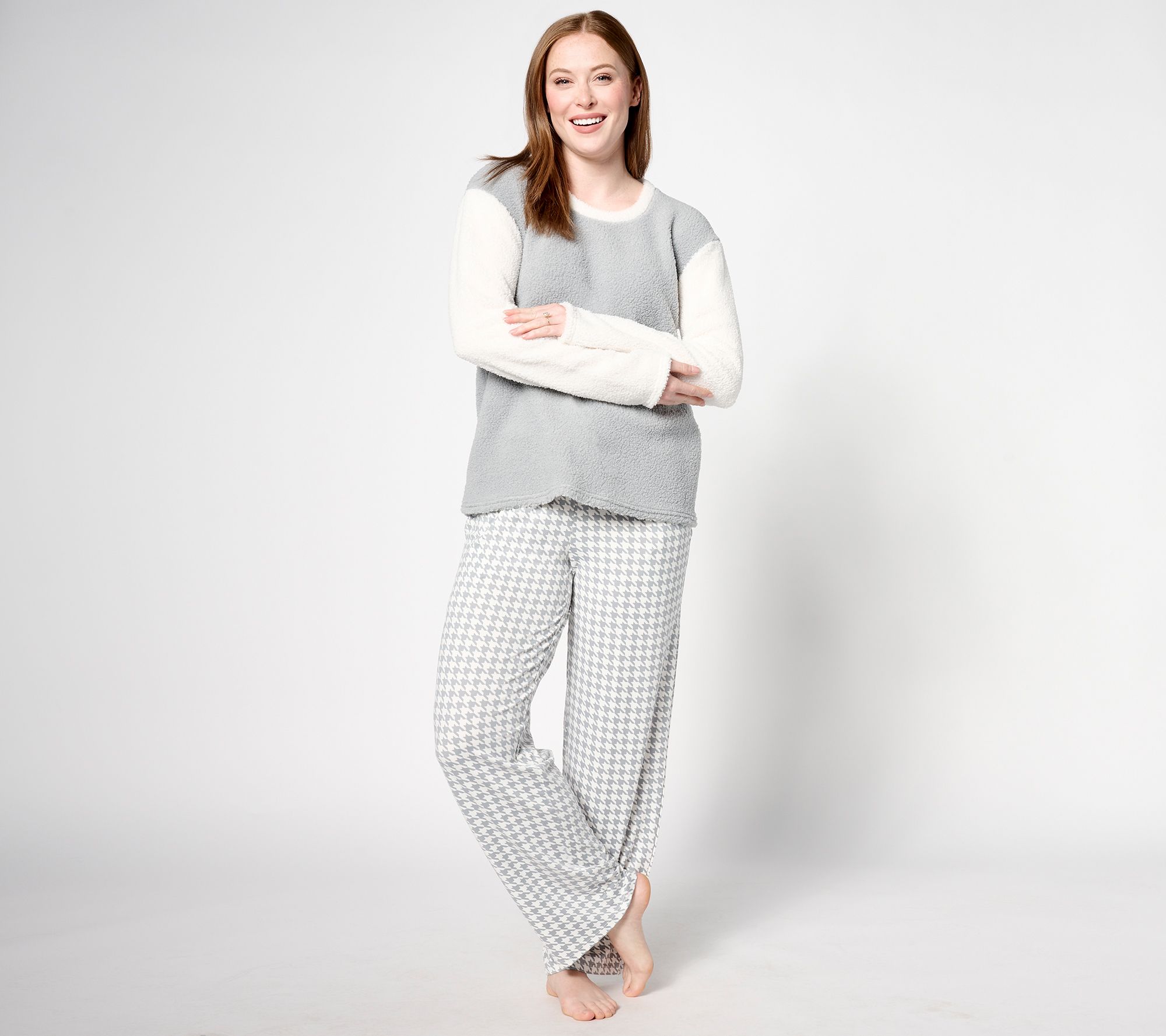 "As Is" Cuddl Duds Tall Teddy Sherpa with Cozy Jersey Lounge Set