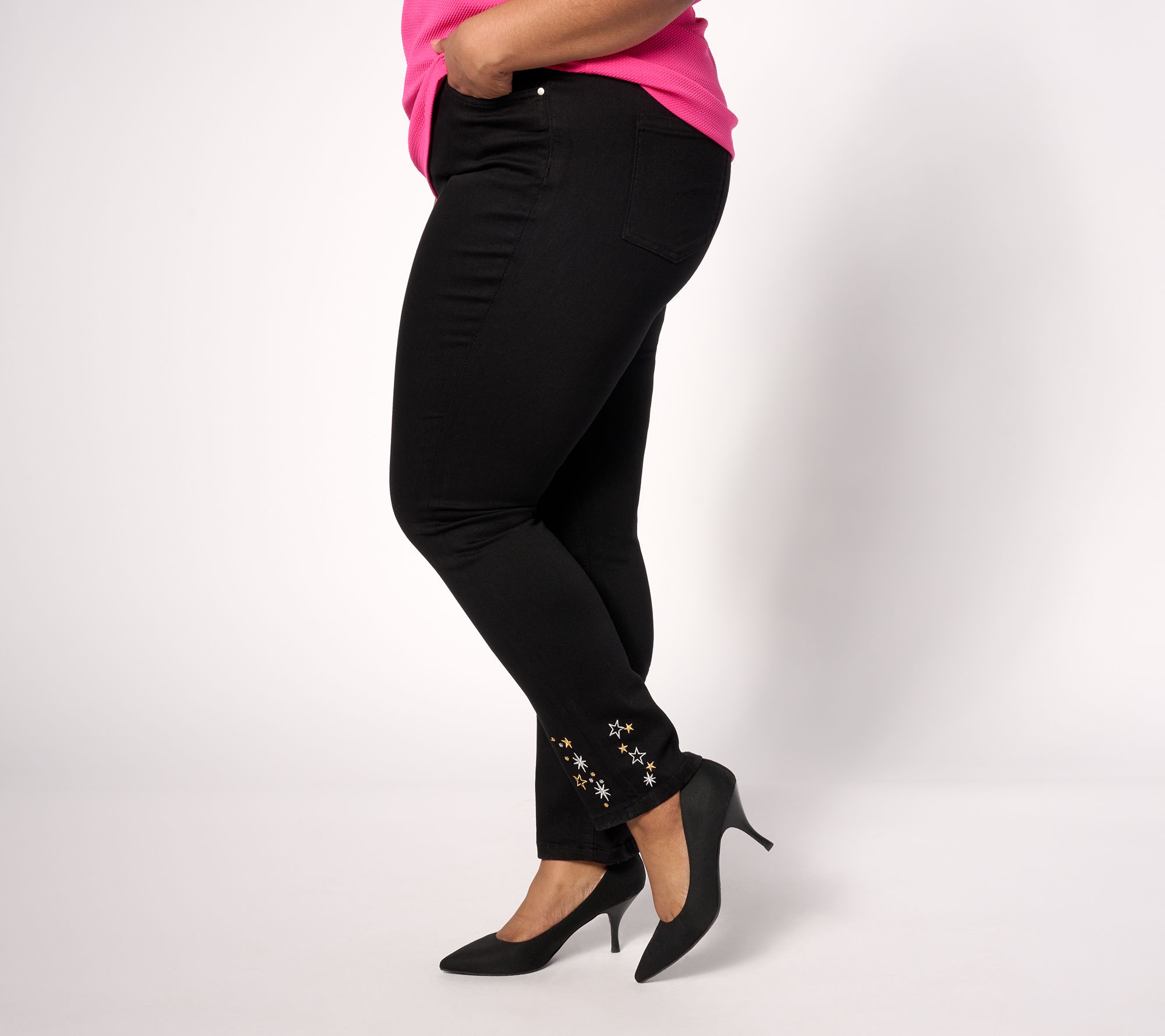 "As Is" Denim & Co. Signature Perfect Flex Denim Holiday Party Jeans