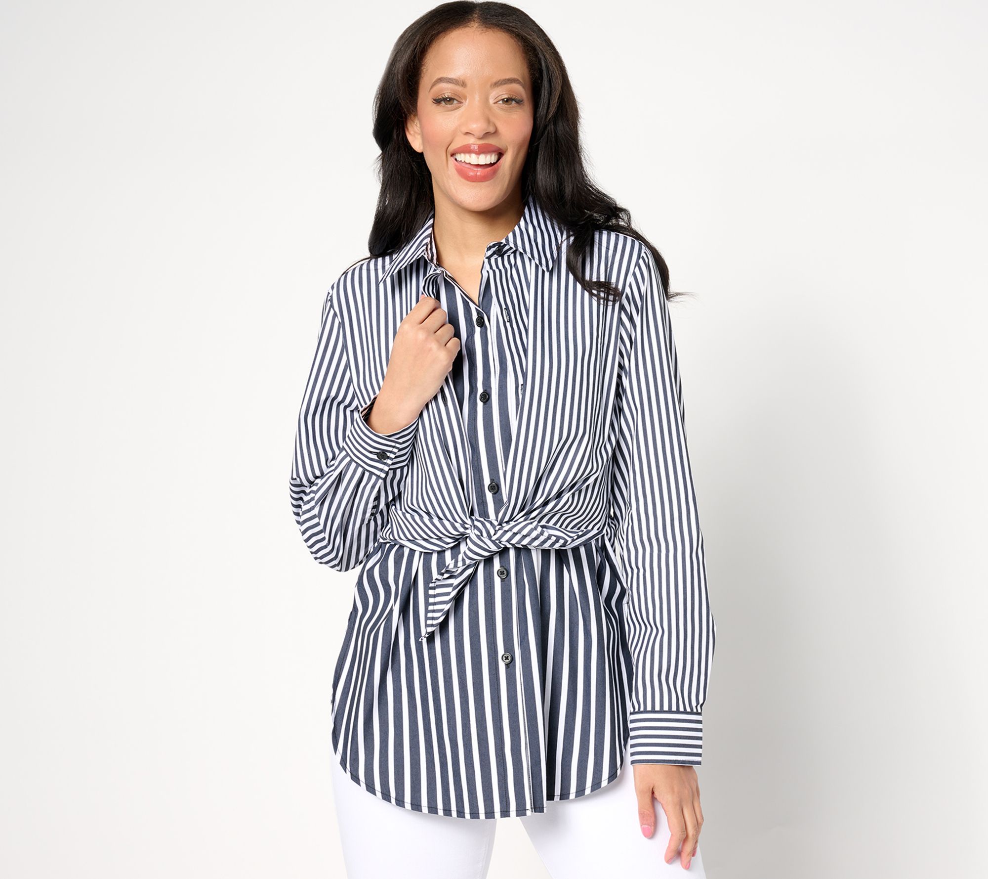 "As Is" Joan Rivers Tie Front Shirt