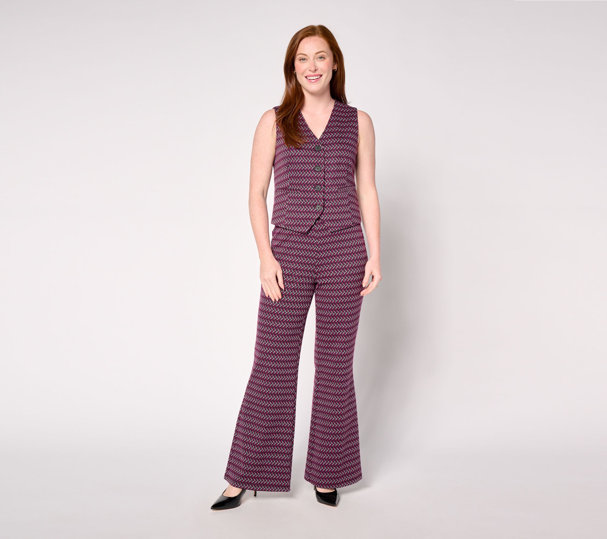 by Stacy London Patterned Knit Jacquard Vest - QVC.com