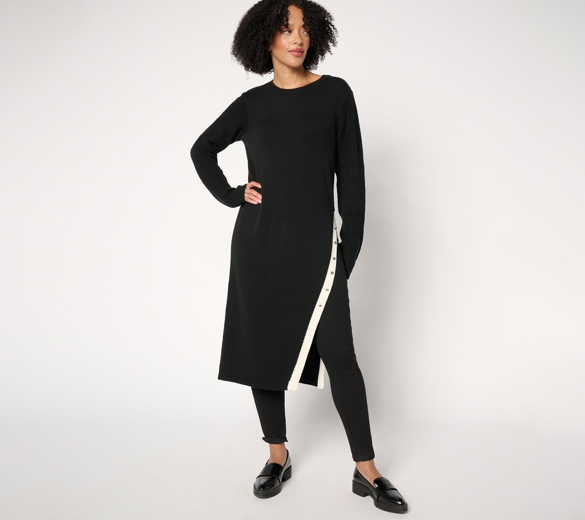 Peace Love World Regular Crew Neck Side Slit Tunic/Dress