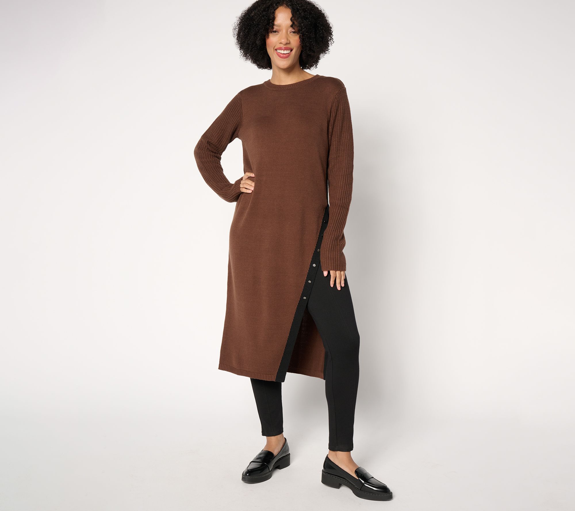 Peace Love World Regular Crew Neck Side Slit Tunic/Dress
