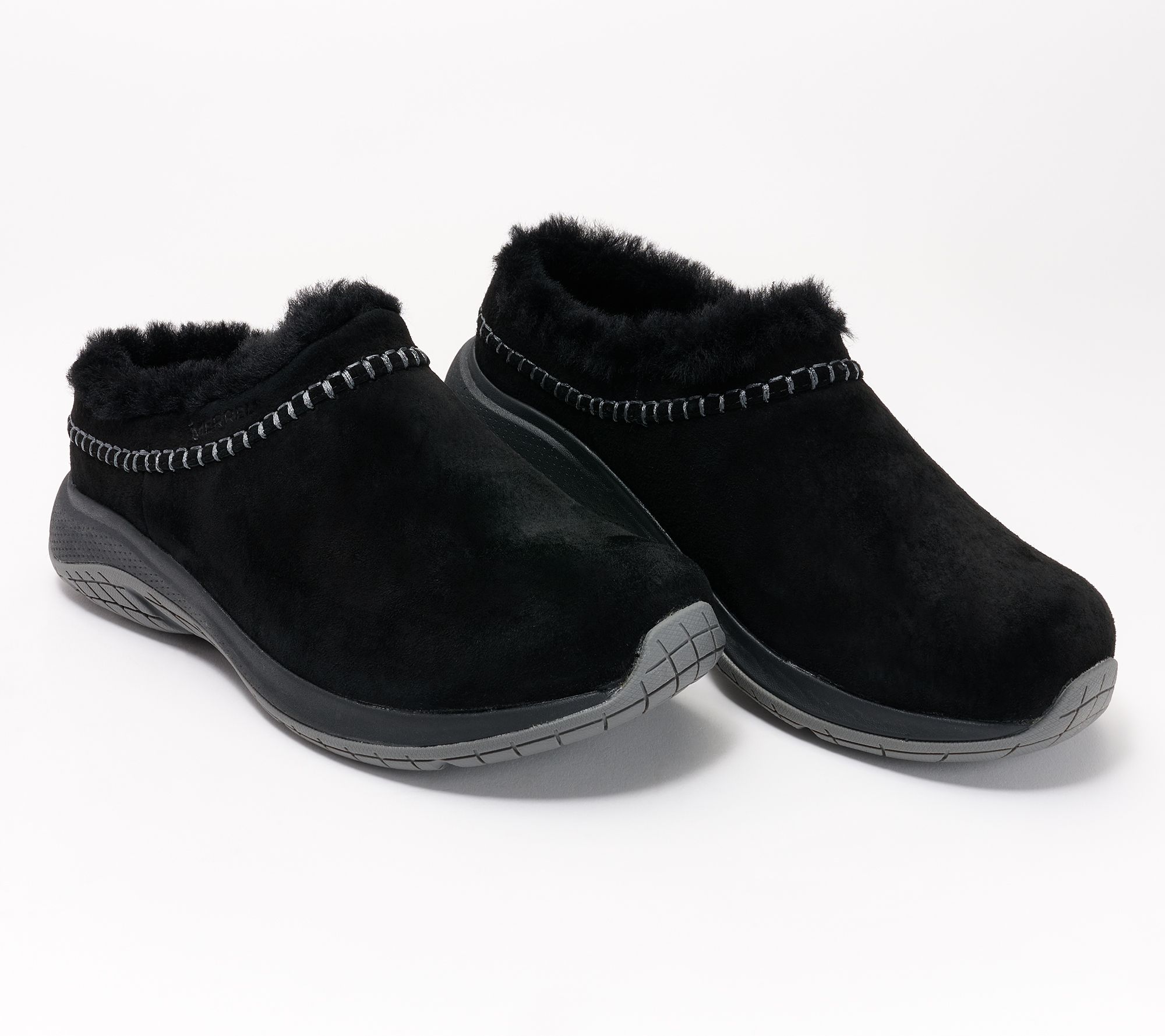 "As Is" Merrell Suede Faux-Fur Slip-On Clogs - Encore Ice 5