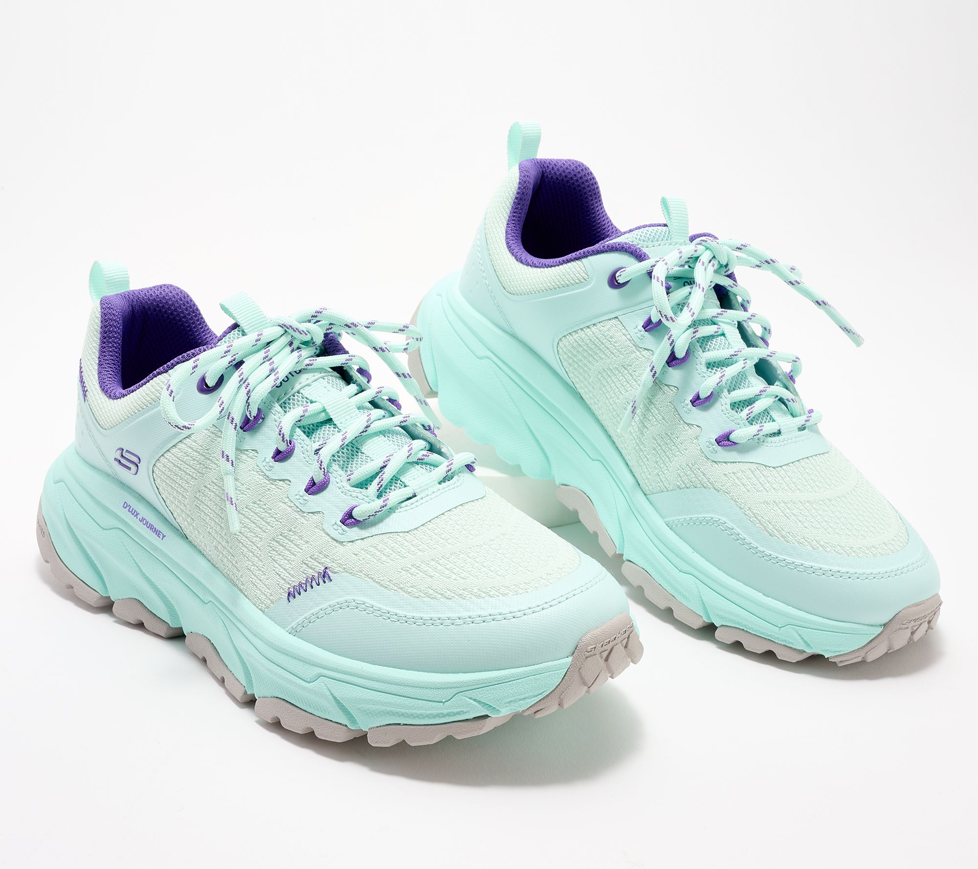 "As Is" Skechers D'Lux Journey Knit Lace-Up Sneaker - Verbena