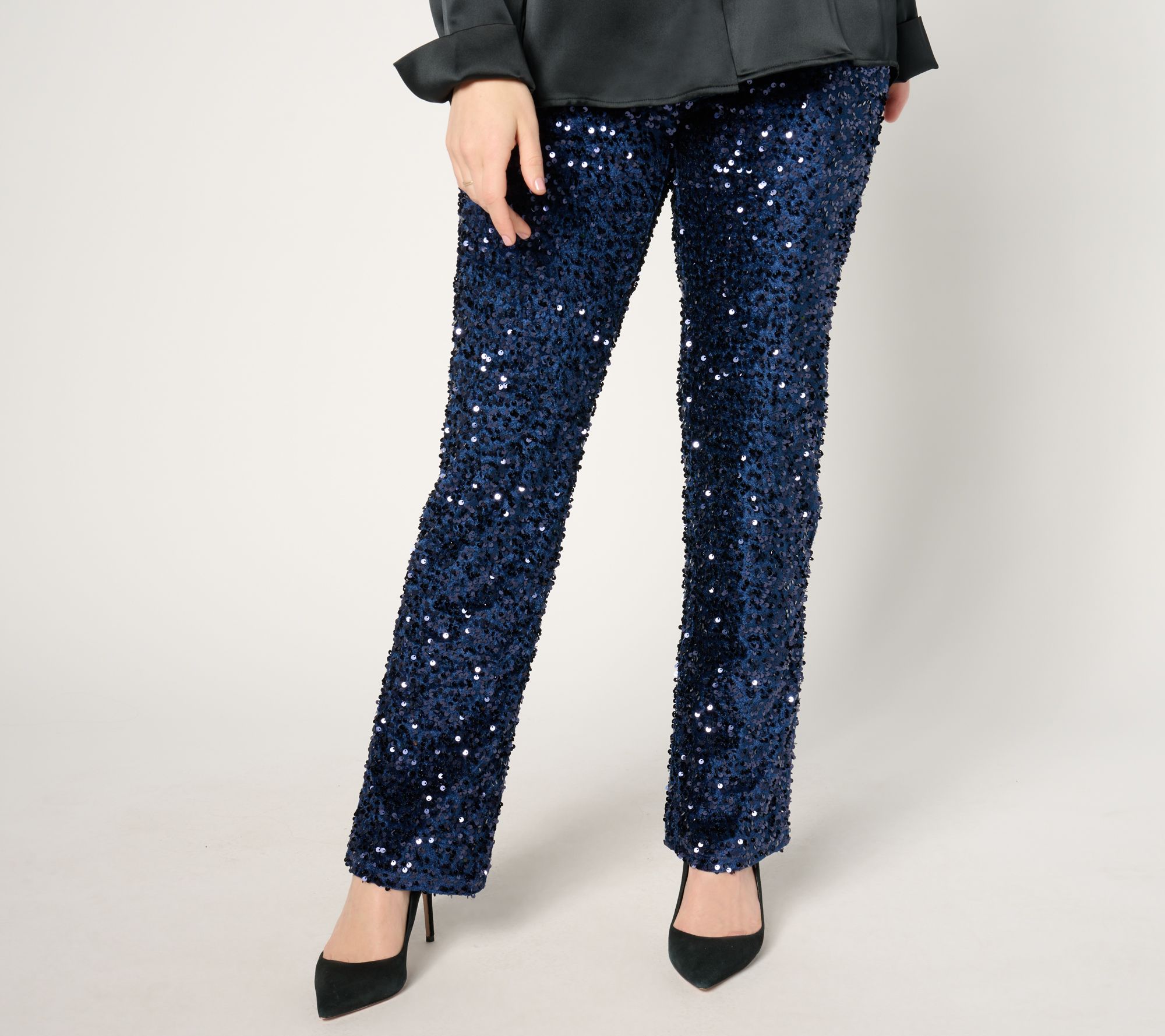 Jingle Belles by Kim Gravel Regular Sequin Paillette Velvet Pant