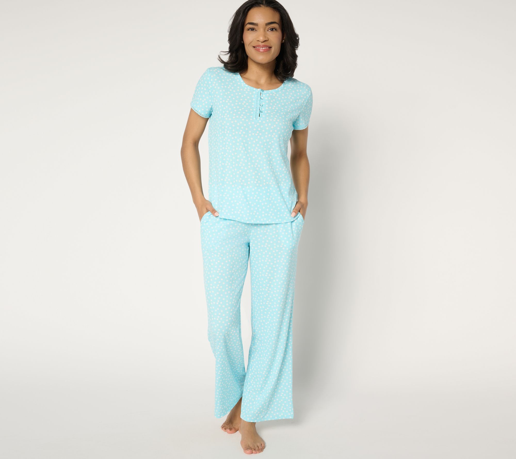 MUK LUKS Varigated Rib Knit 2-Piece Pajama Set