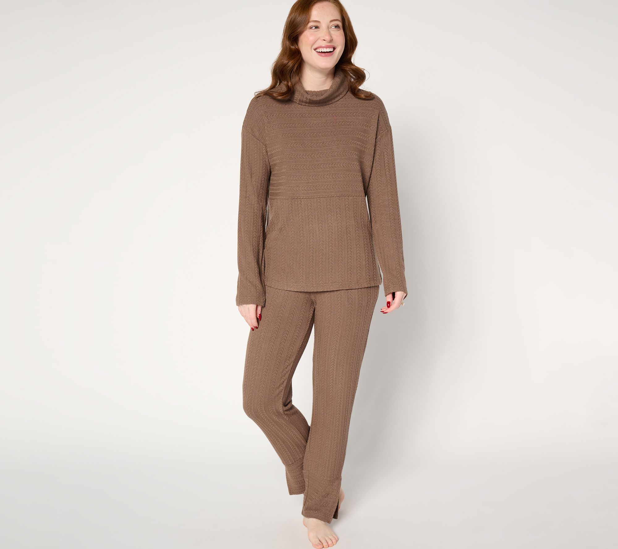 MUK LUKS Petite Cable Knit Extreme Comfort Lounge Set