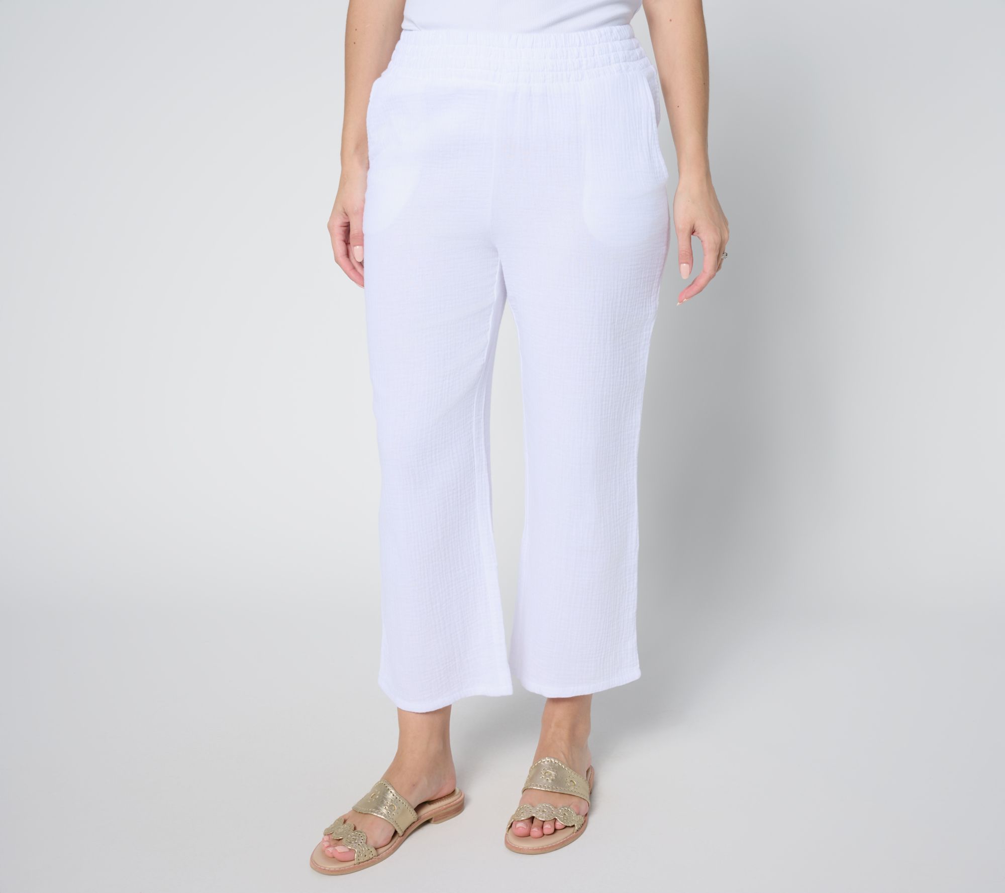 Belle Beach by Kim Gravel Regular 100% Cotton Gauze Cropped Pant