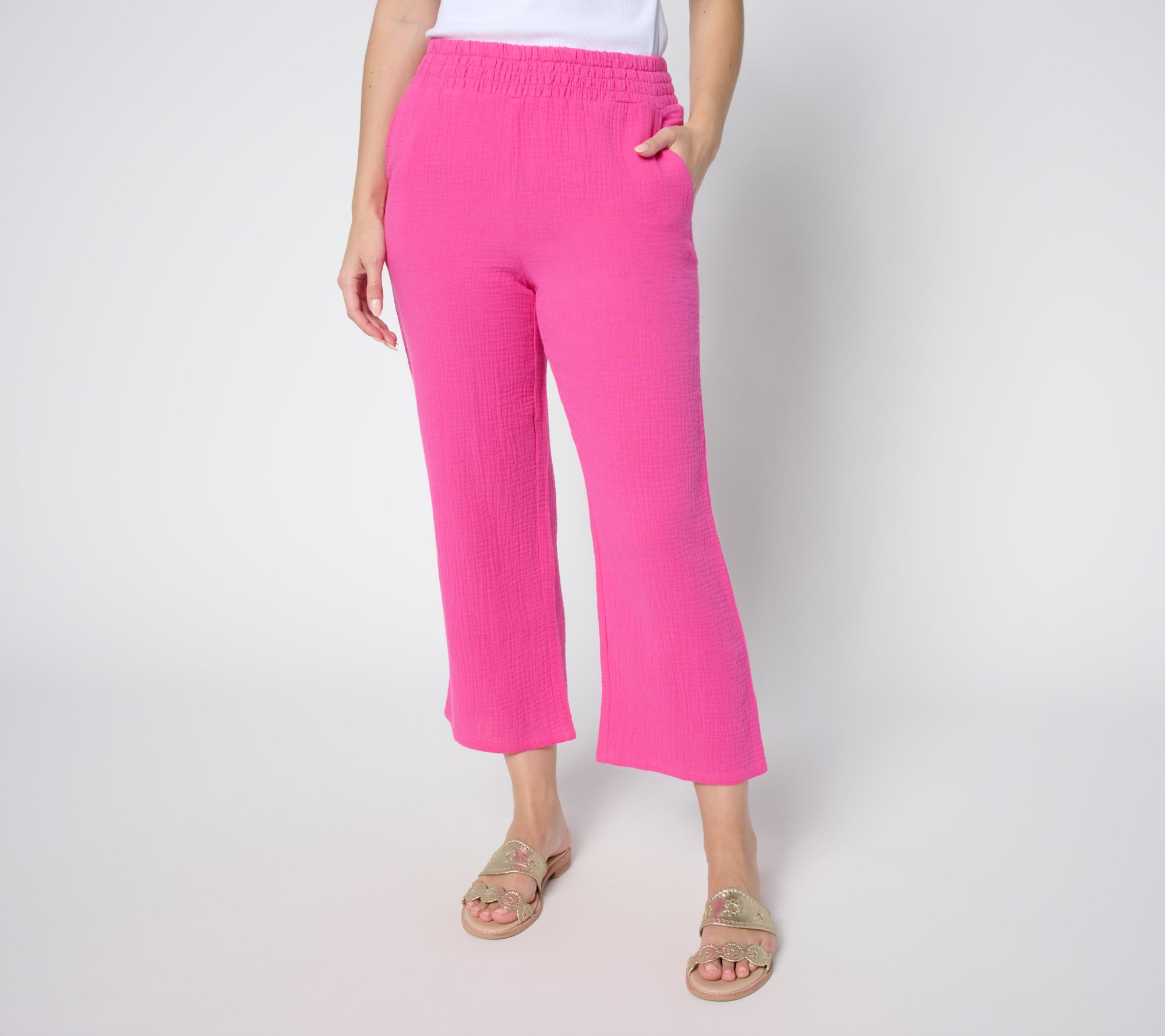 Belle Beach by Kim Gravel Regular 100% Cotton Gauze Cropped Pant