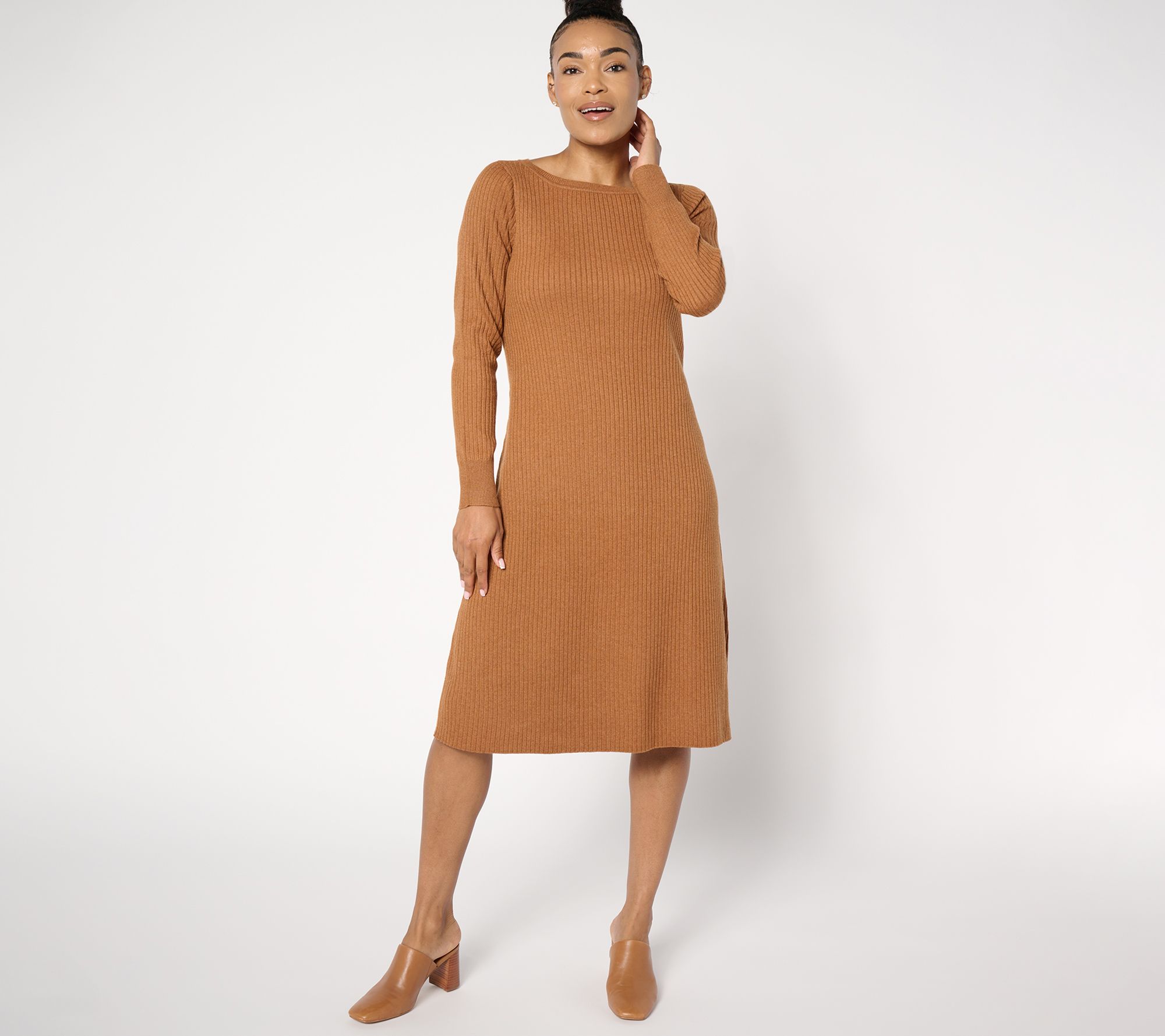 "As Is" Susan Graver Petite Bateau Neck Sweater Dress