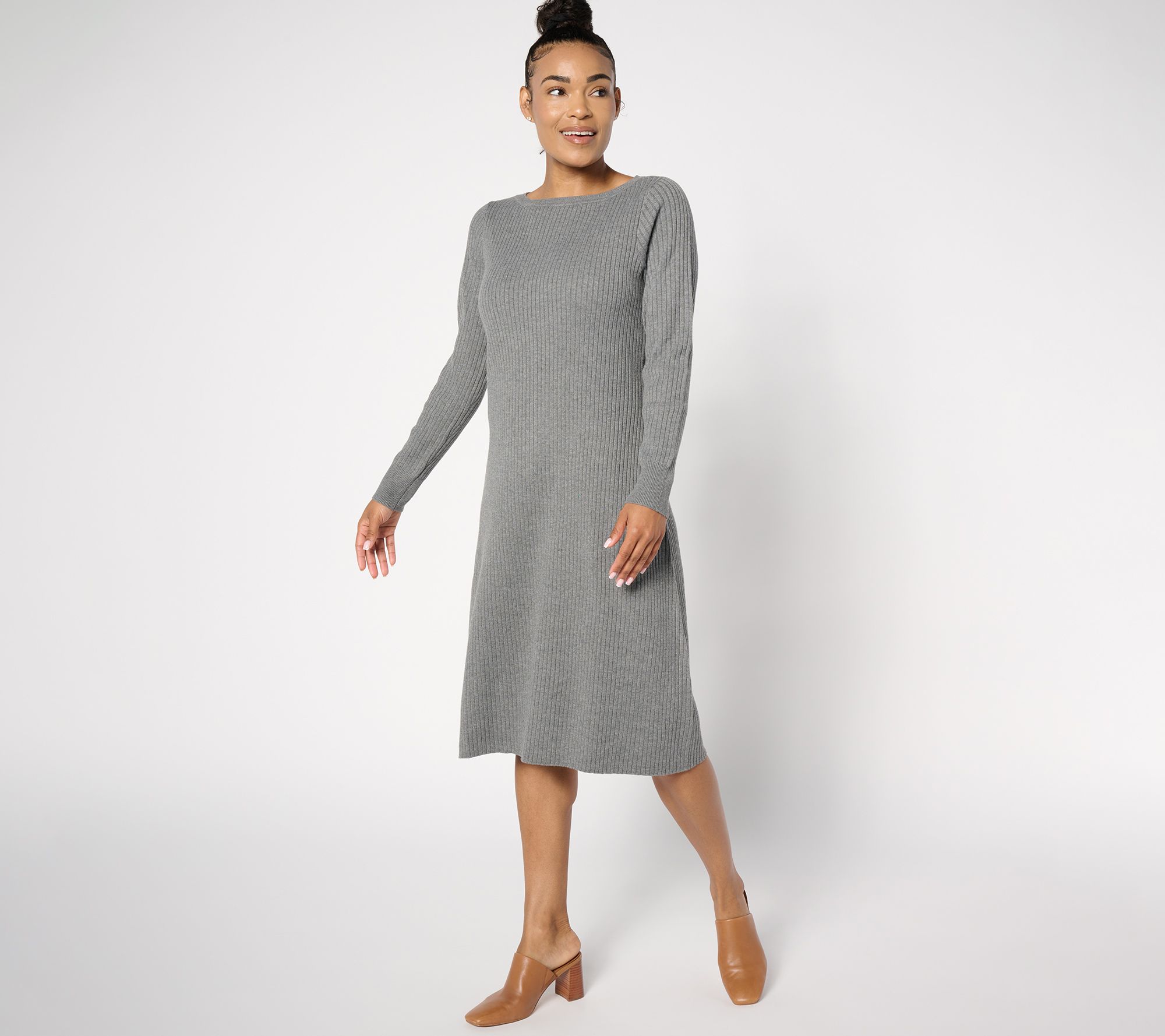 "As Is" Susan Graver Petite Bateau Neck Sweater Dress