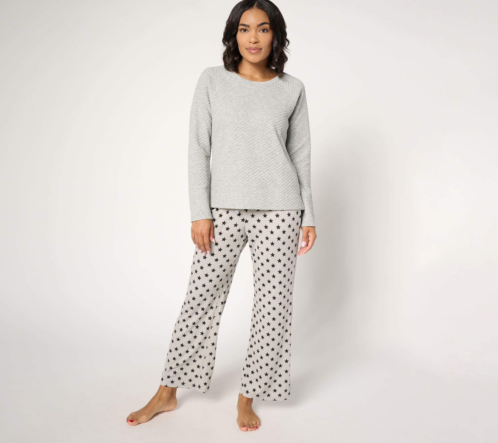 "As Is" MUK LUKS Silky Quilted Jacquard Lounge Set