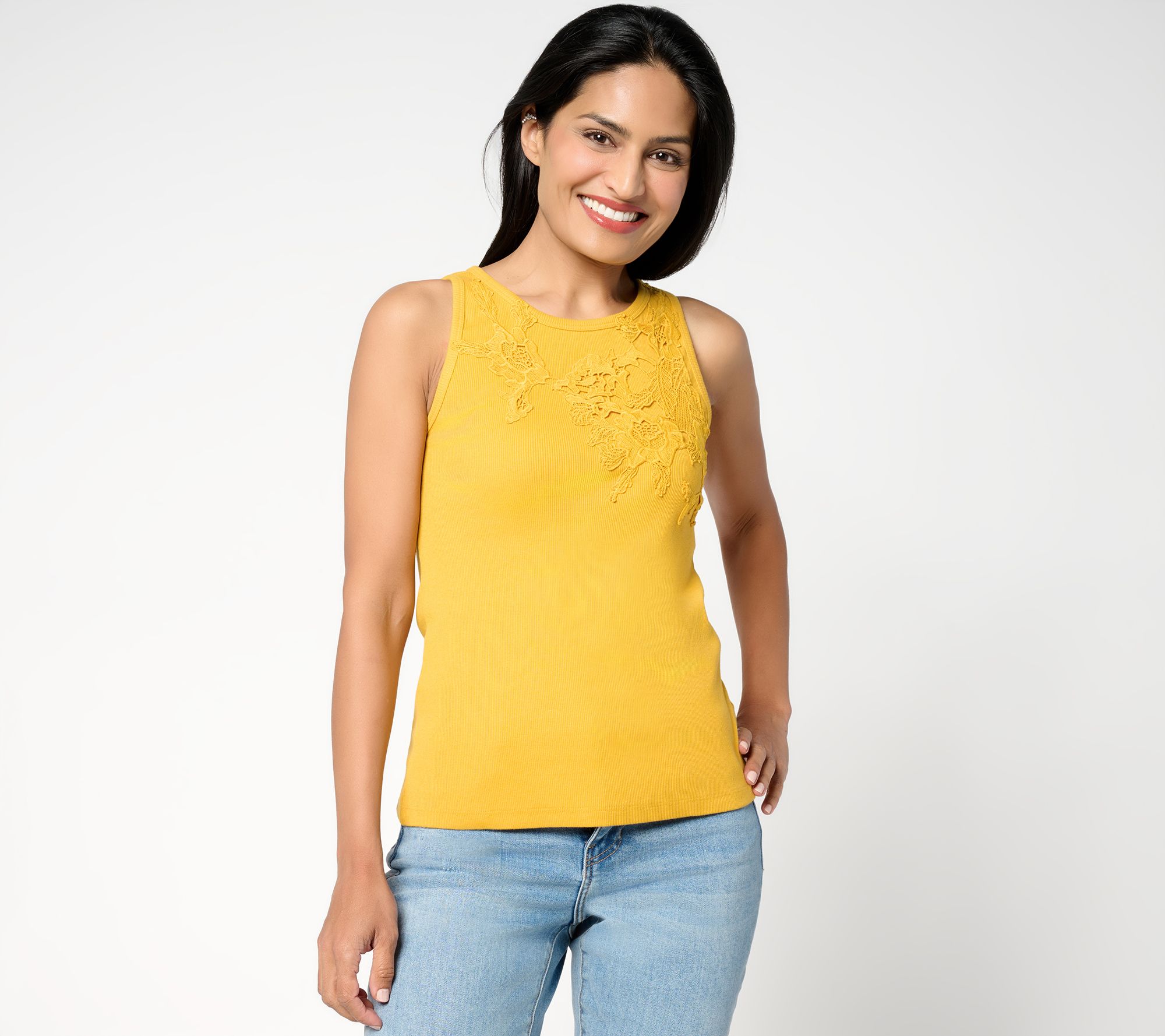  Me by Jennie Garth Poppy Tank with Lace Applique