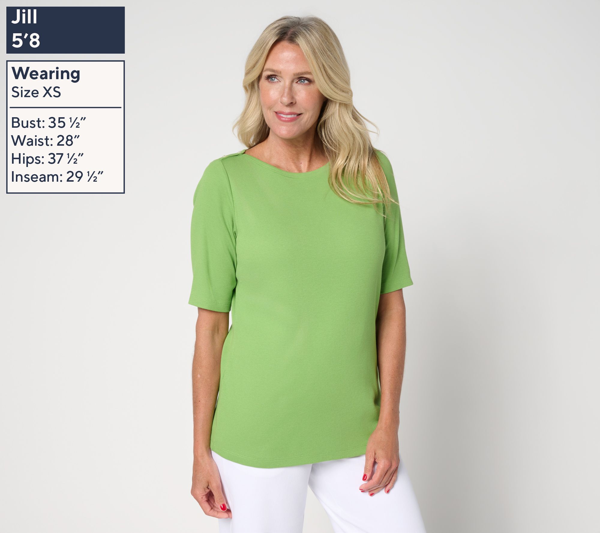 Denim & Co. Essentials Modal Rib Elbow Sleeve Boat Neck Top