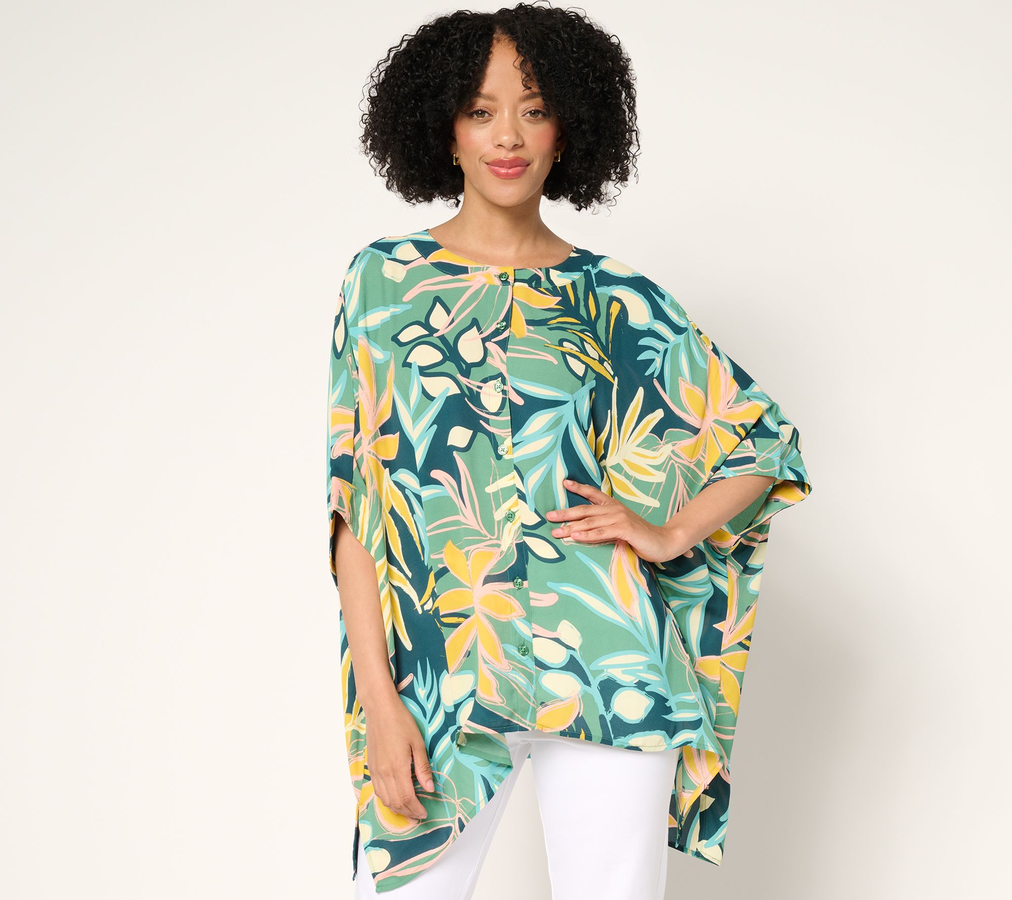 Denim & Co. Printed Georgette Caftan Tunic