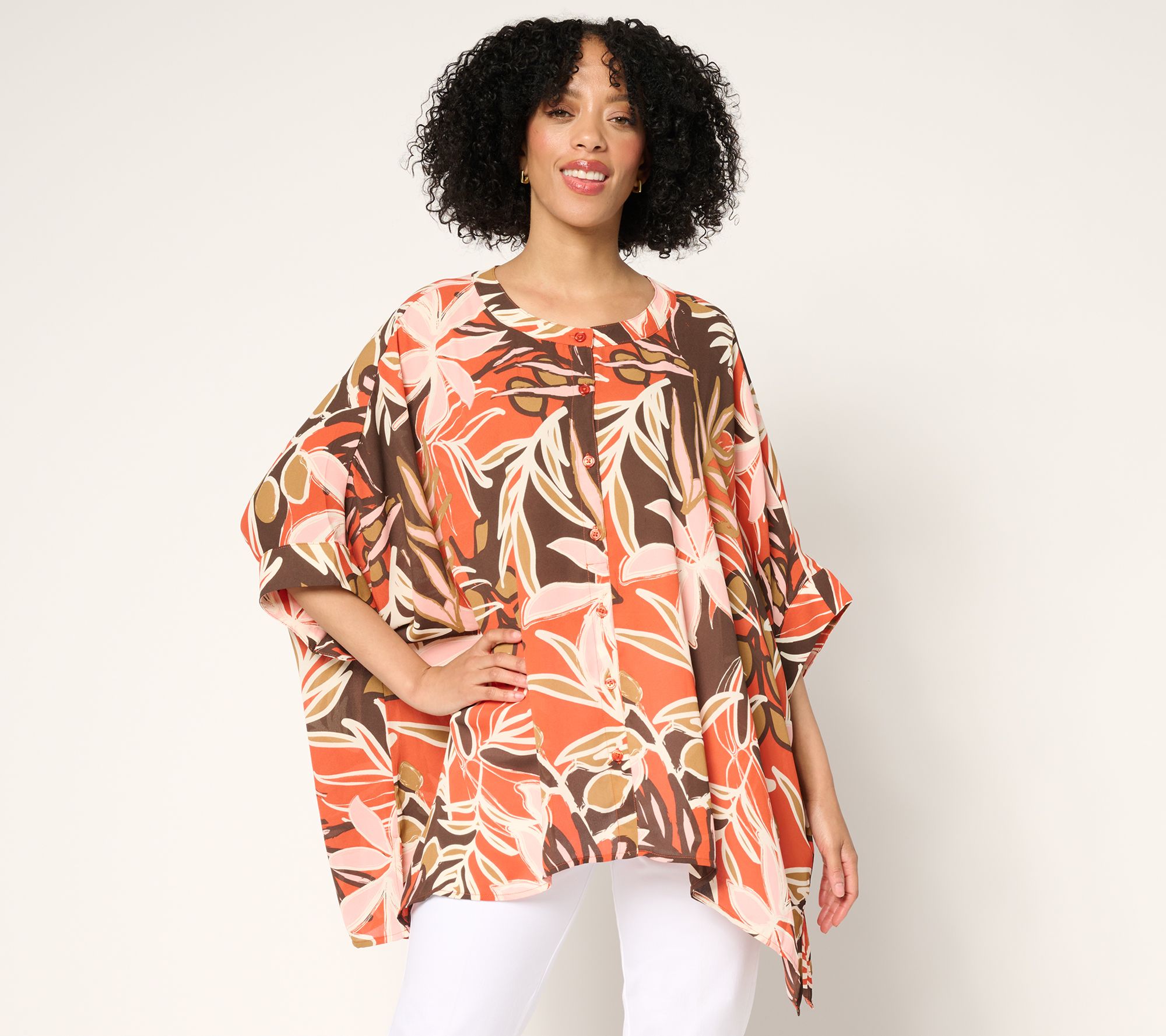 Denim & Co. Printed Georgette Caftan Tunic