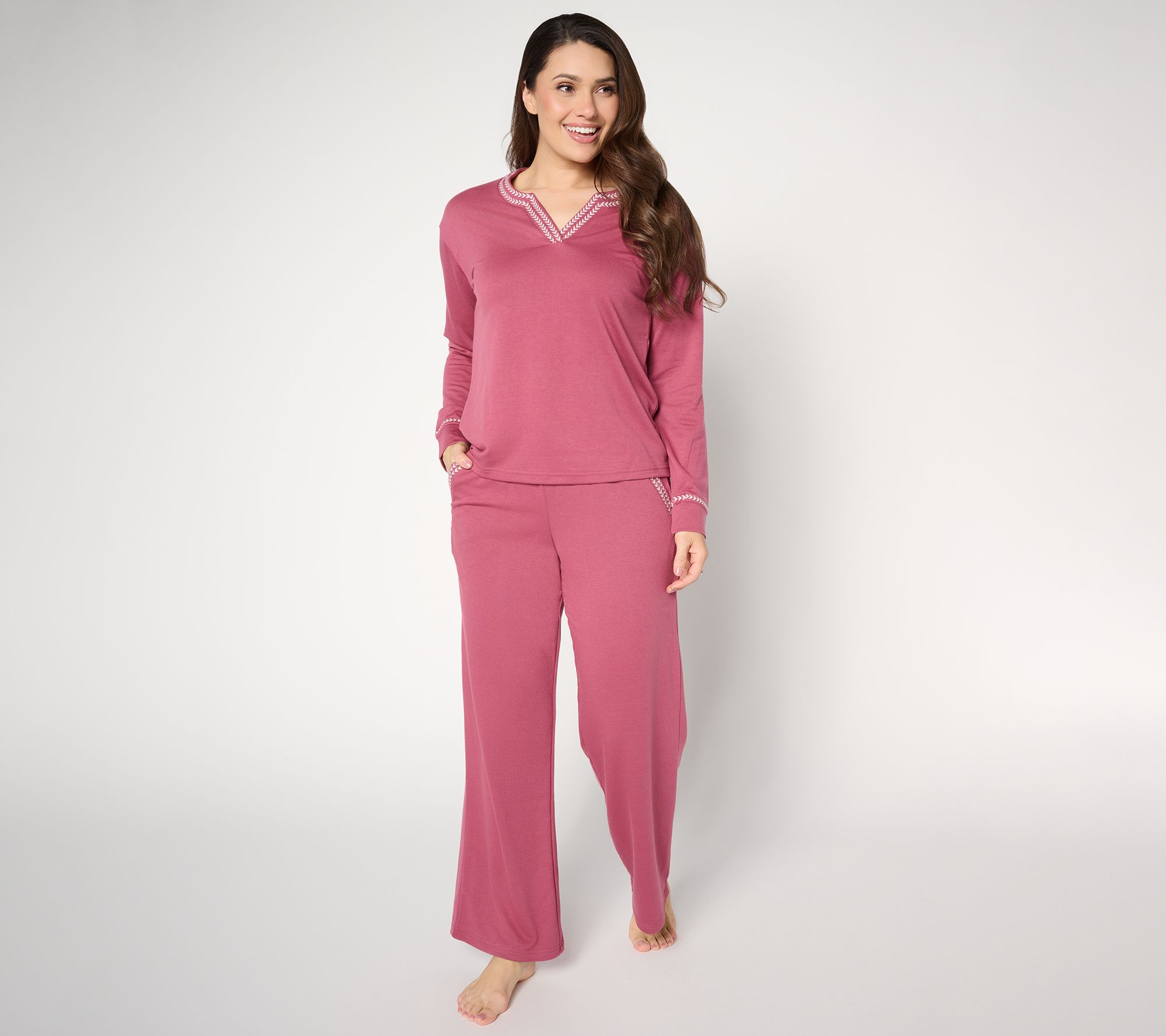 MUK LUKS Petite French Terry Stitched Lounge Set