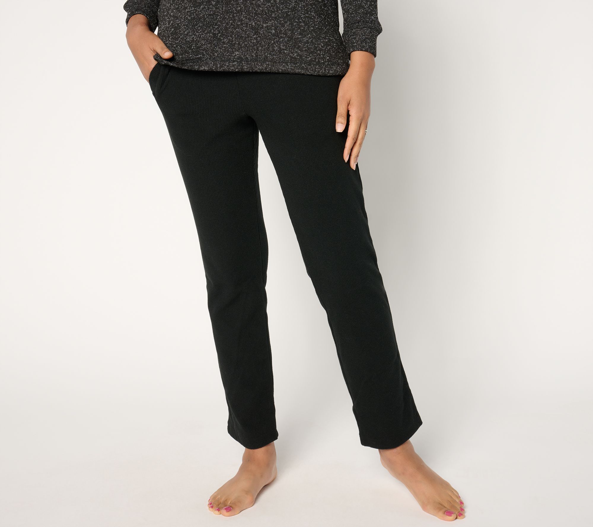 "As Is" Cuddl Duds Ribbed Fleece Straight Pant