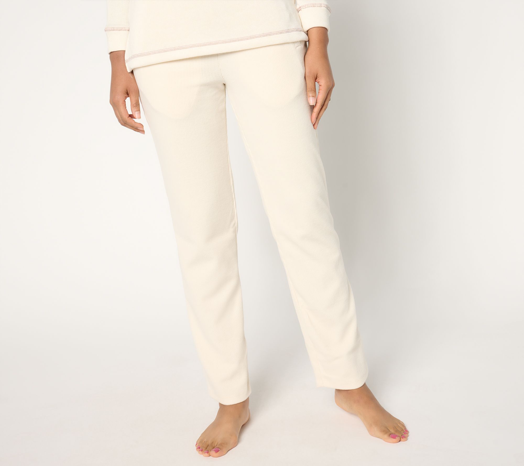 "As Is" Cuddl Duds Ribbed Fleece Straight Pant