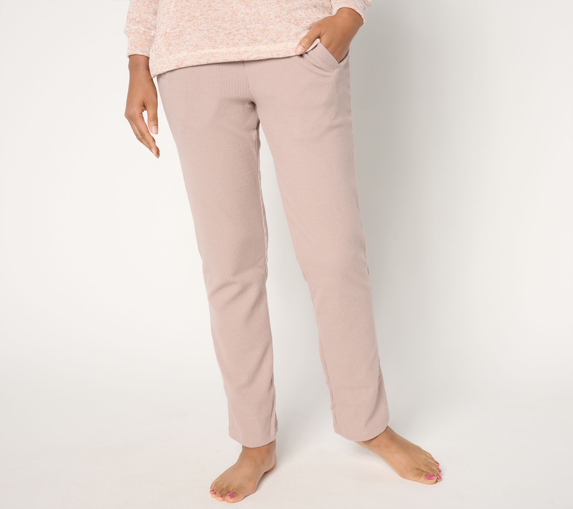 "As Is" Cuddl Duds Ribbed Fleece Straight Pant