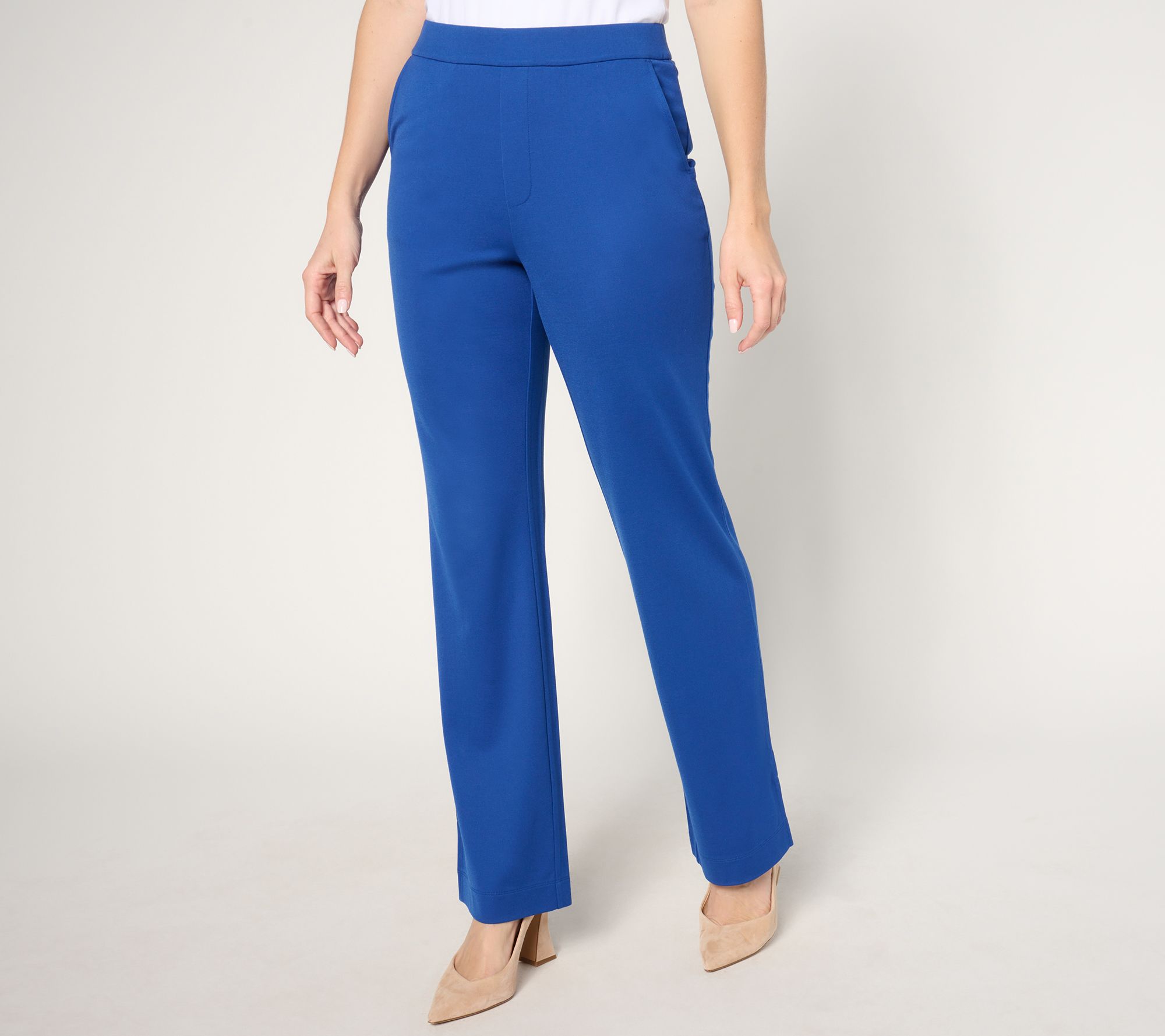 "As Is" Isaac Mizrahi Live! Petite Go To Knit Straight Leg Pants
