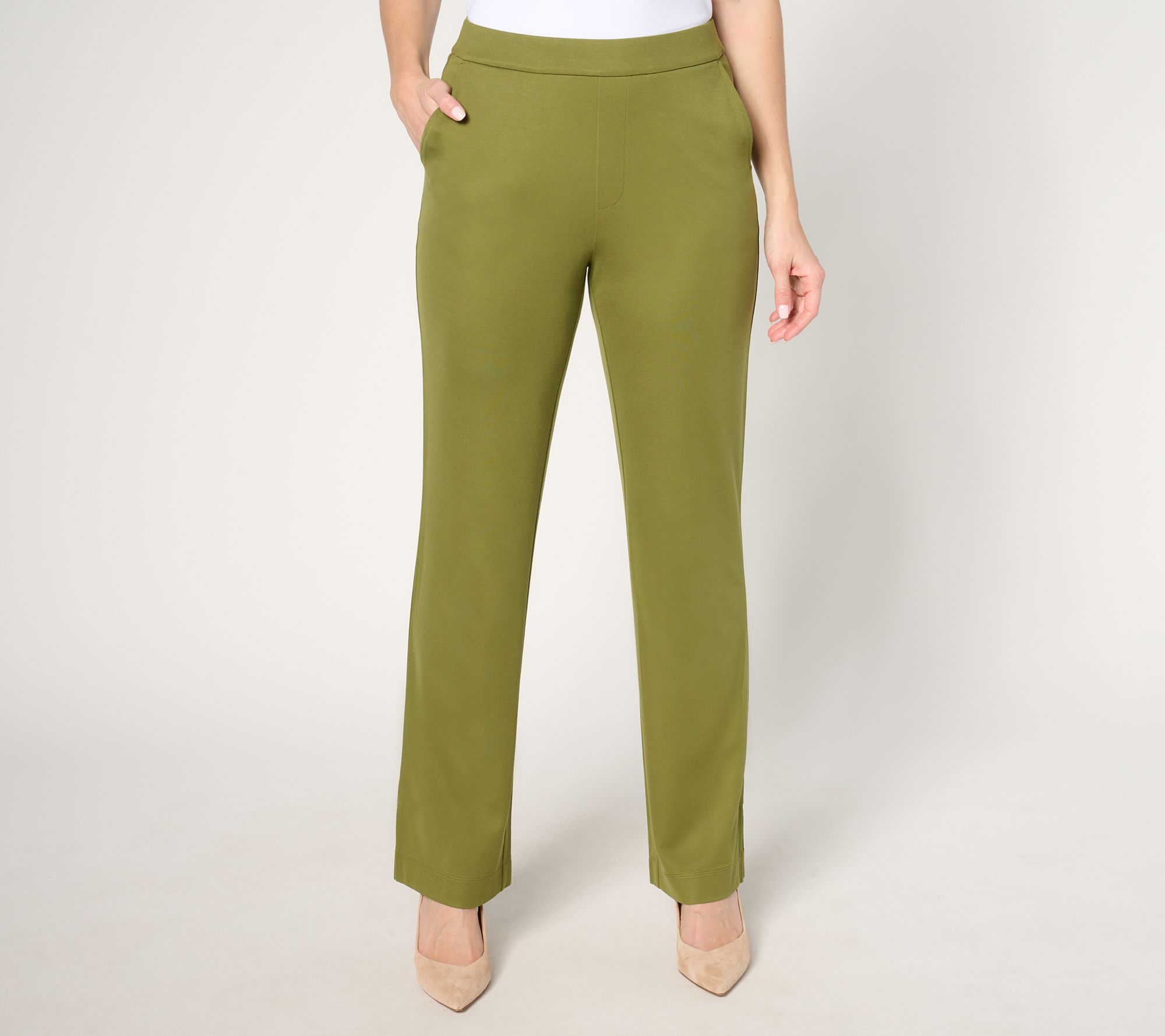 "As Is" Isaac Mizrahi Live! Petite Go To Knit Straight Leg Pants