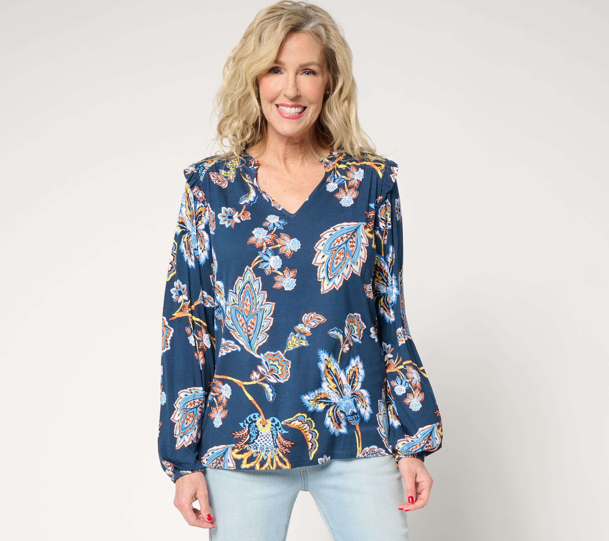 "As Is" Belle by Kim Gravel Rayon Spandex Think Spring Knit Blouse