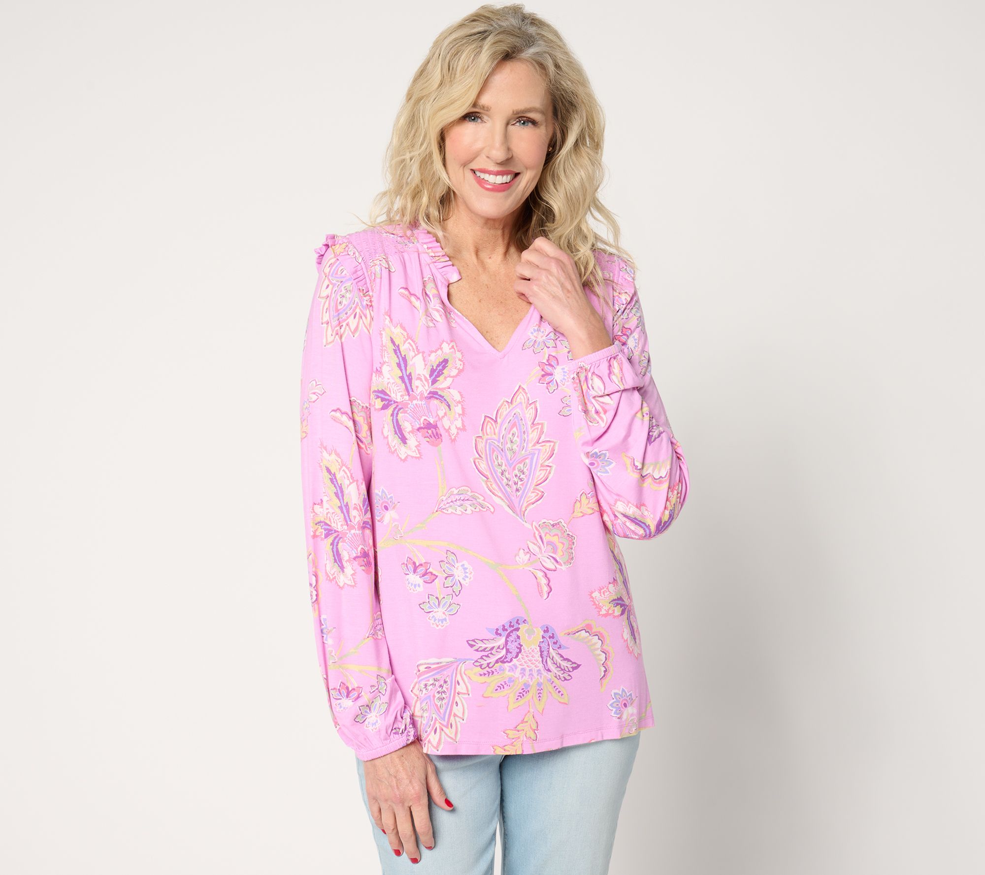 "As Is" Belle by Kim Gravel Rayon Spandex Think Spring Knit Blouse