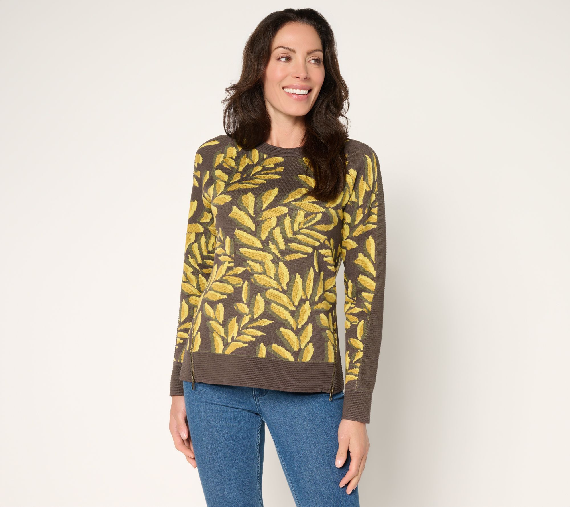nicole by Nicole Miller Printed Jacquard Sweater