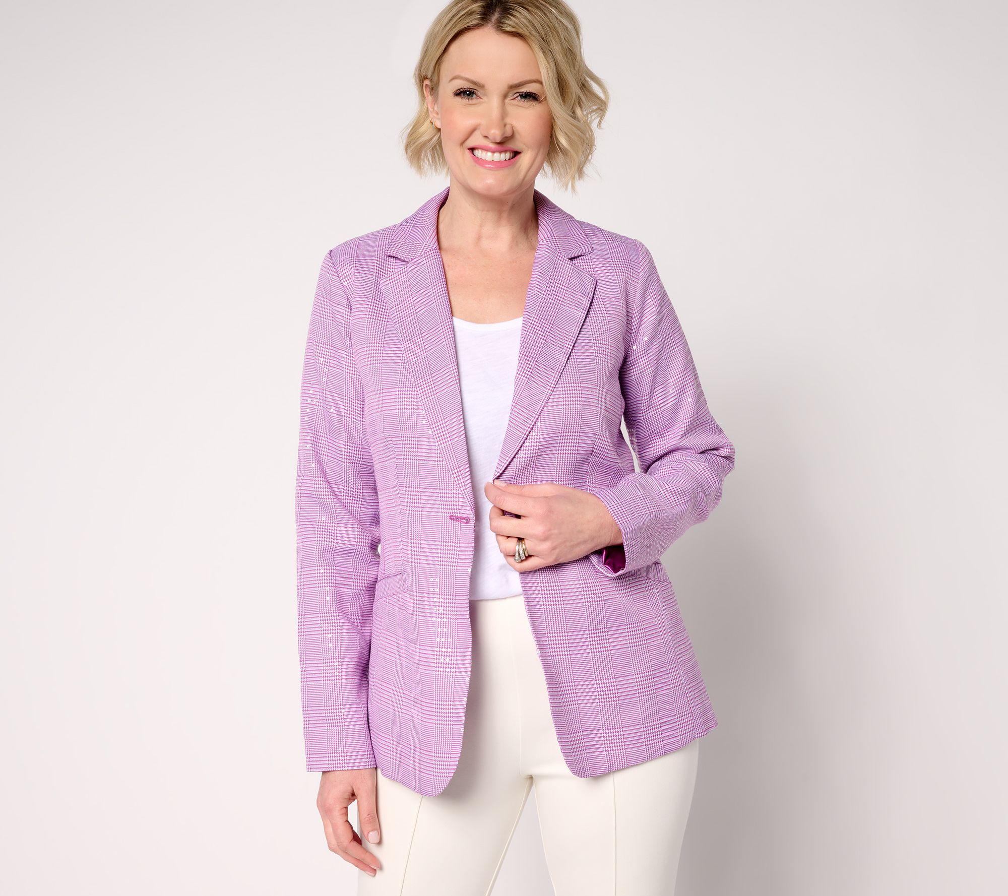 "As Is" Joan Rivers Red Carpet Petite Glen Plaid Blazer