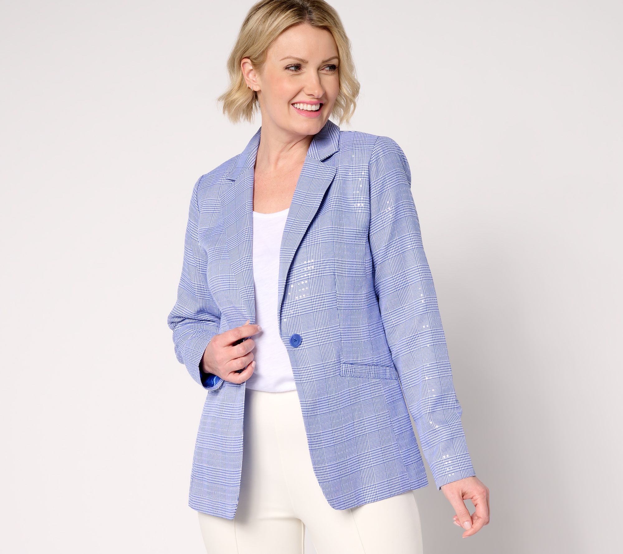 "As Is" Joan Rivers Red Carpet Petite Glen Plaid Blazer