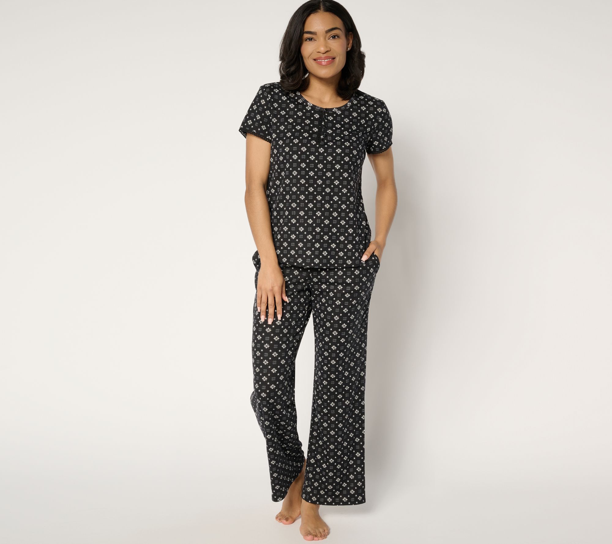 "As Is" MUK LUKS Varigated Rib Knit 2-Piece Pajama Set