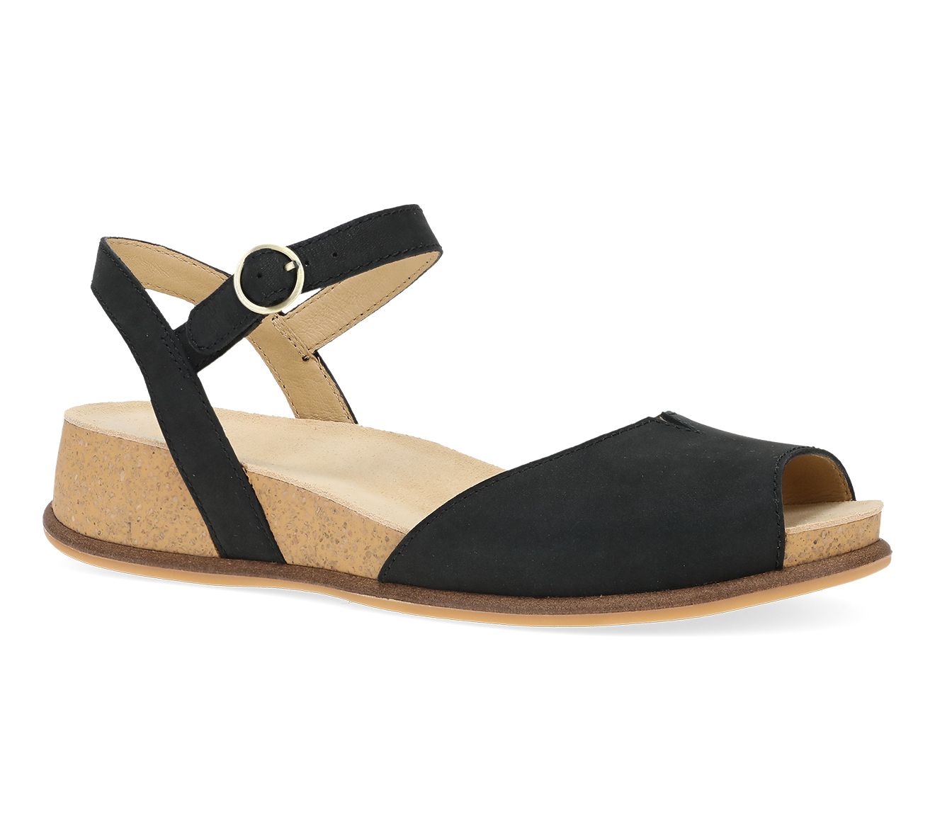 Dansko Cass Black Milled Nubuck Leather Sandal