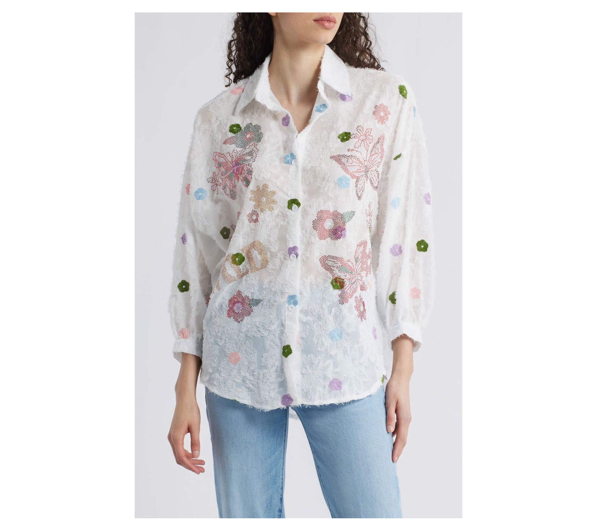 NIKKI LUND EMMA Butterfly Oversized EmbroideredBlouse