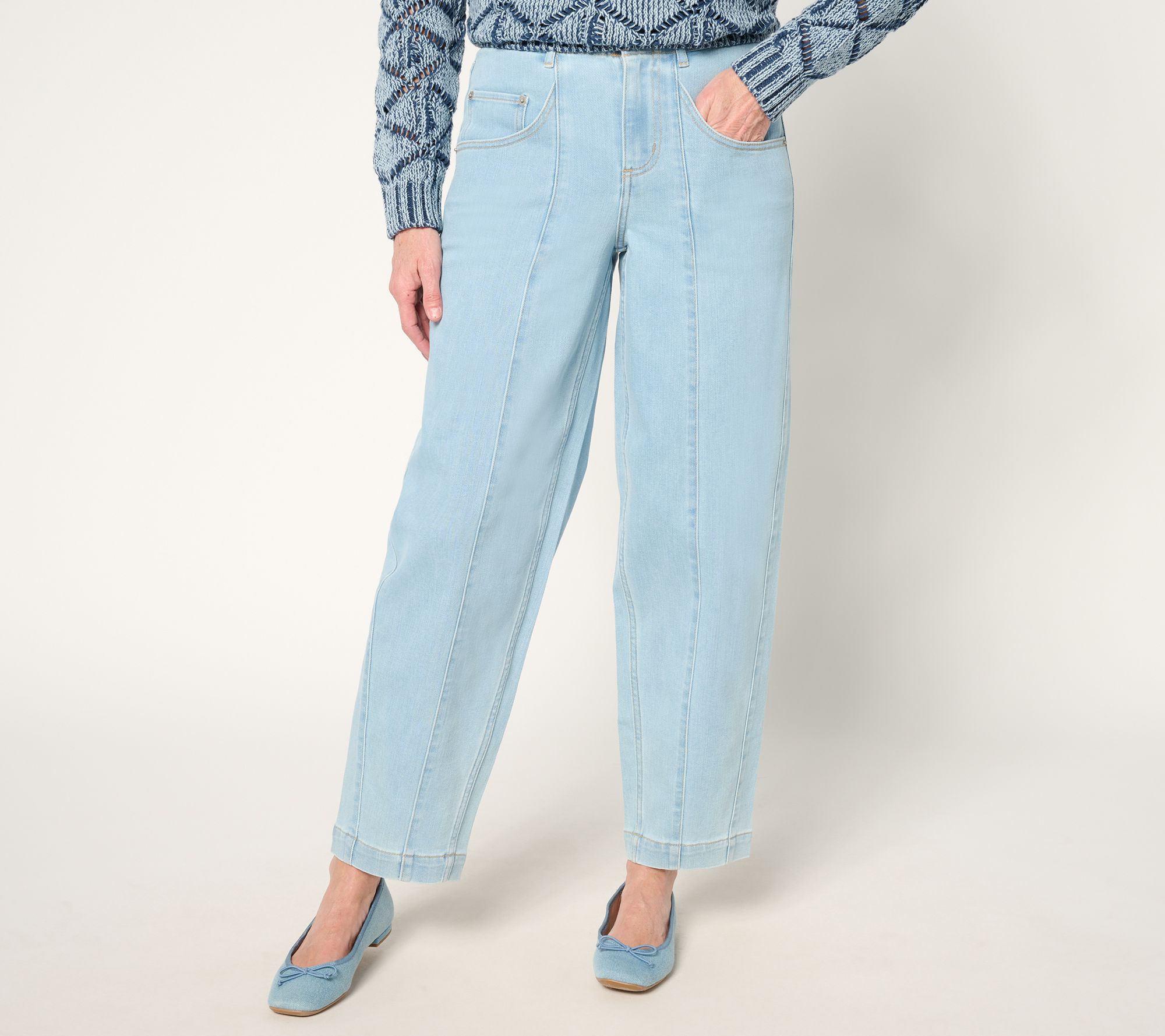 "As Is" LOGO by Lori Goldstein Regular Indigo Barrel Leg Ankle Jeans