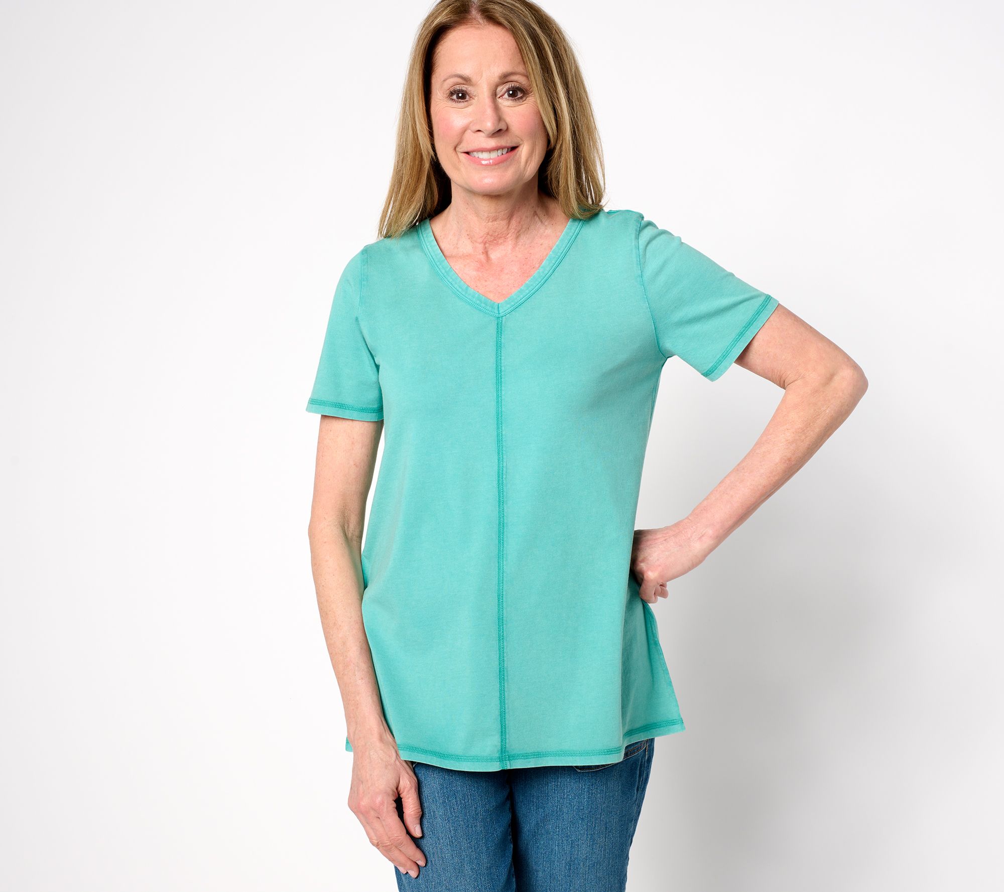 "As Is" LOGO Principles by Lori Goldstein Knit Tee with Seam Detail