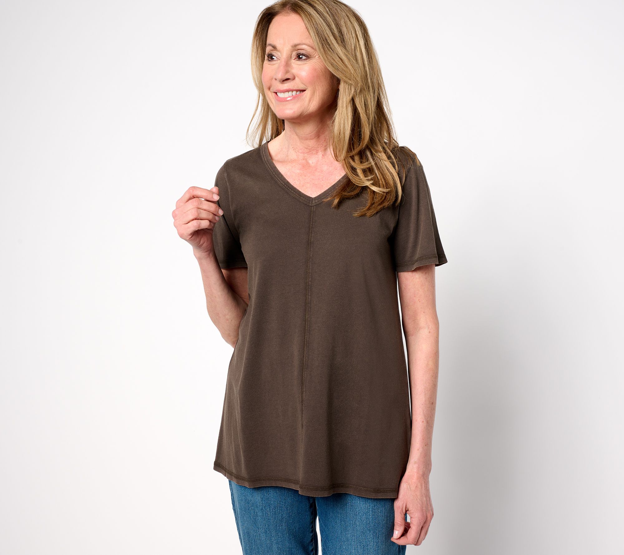 "As Is" LOGO Principles by Lori Goldstein Knit Tee with Seam Detail