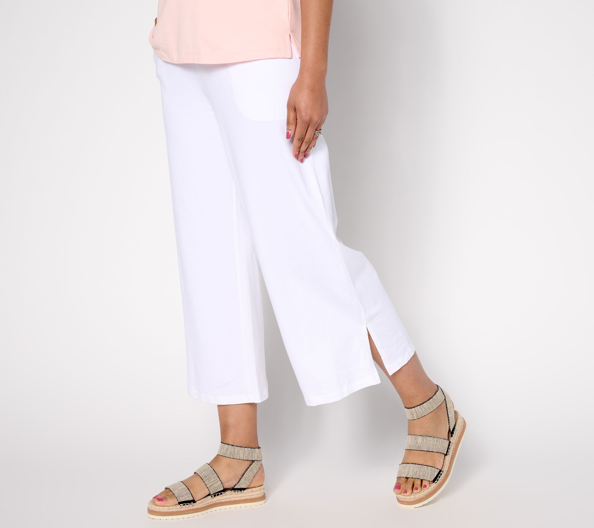 "As Is" Denim & Co. Beach Jersey Regular Pull On Crop Pant