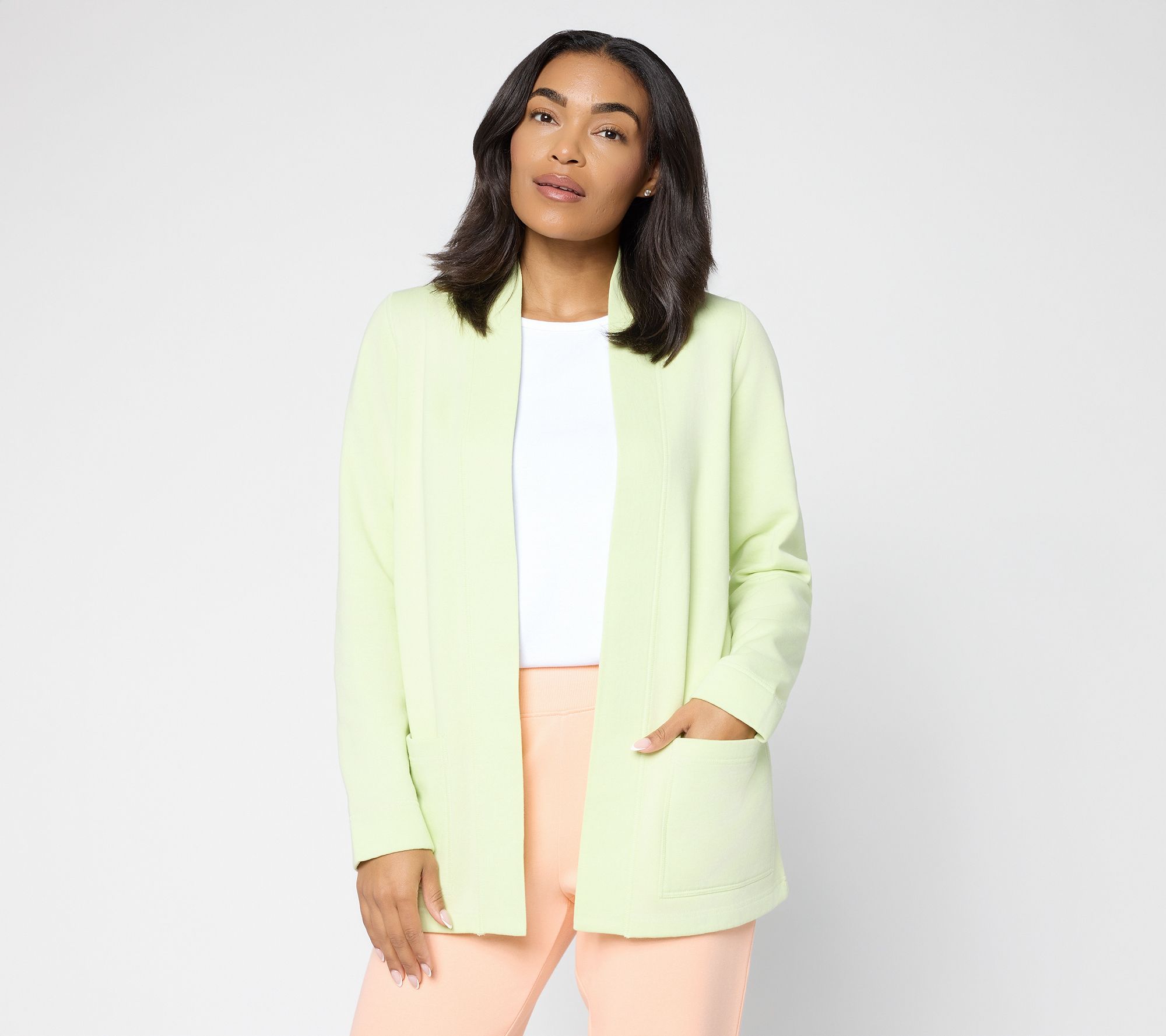  Susan Graver CloudSoft Fleece Regular Open Front Cardigan