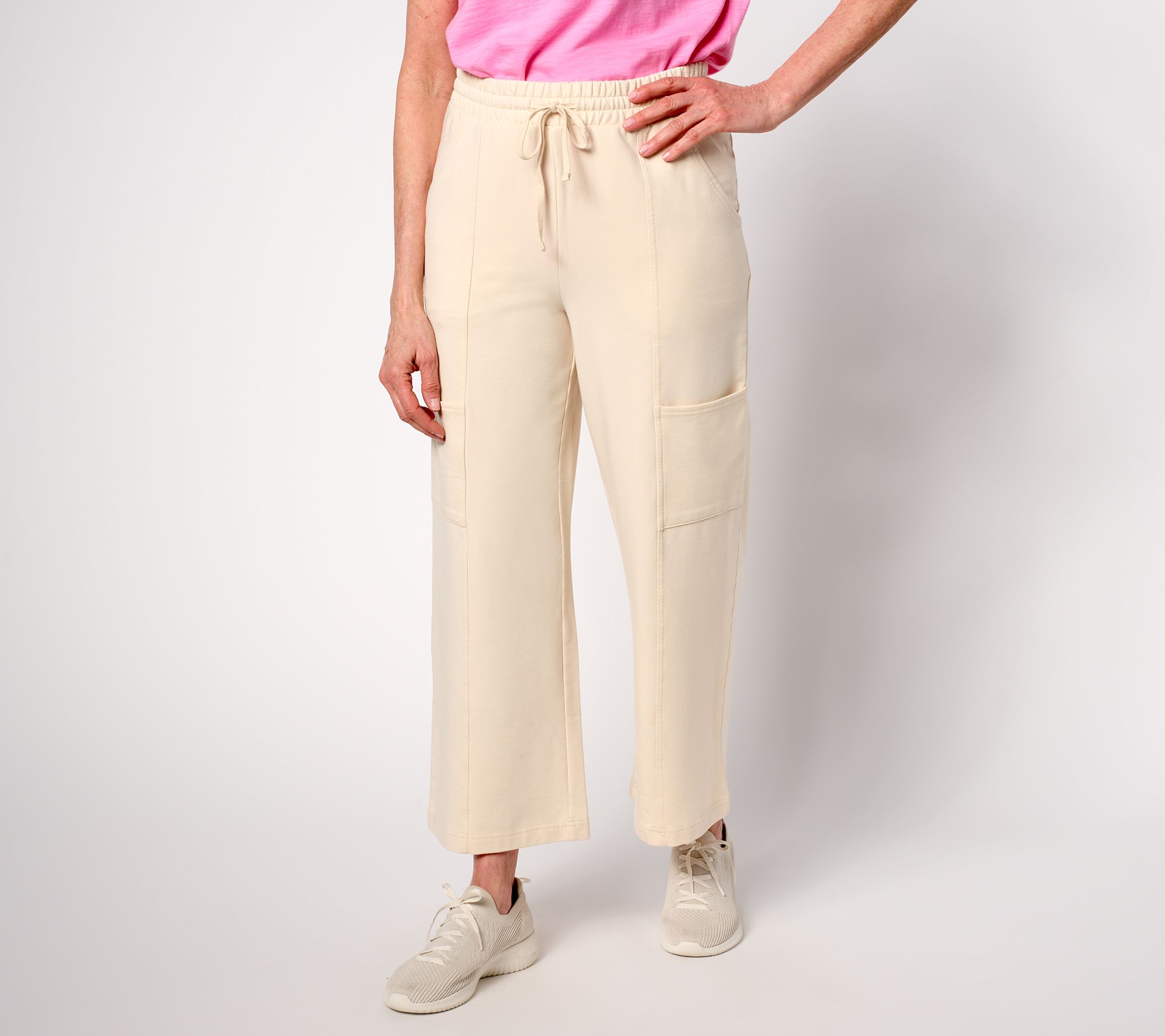 "As Is" AnyBody Reg Beach Wash French Terry Wide Leg Pants