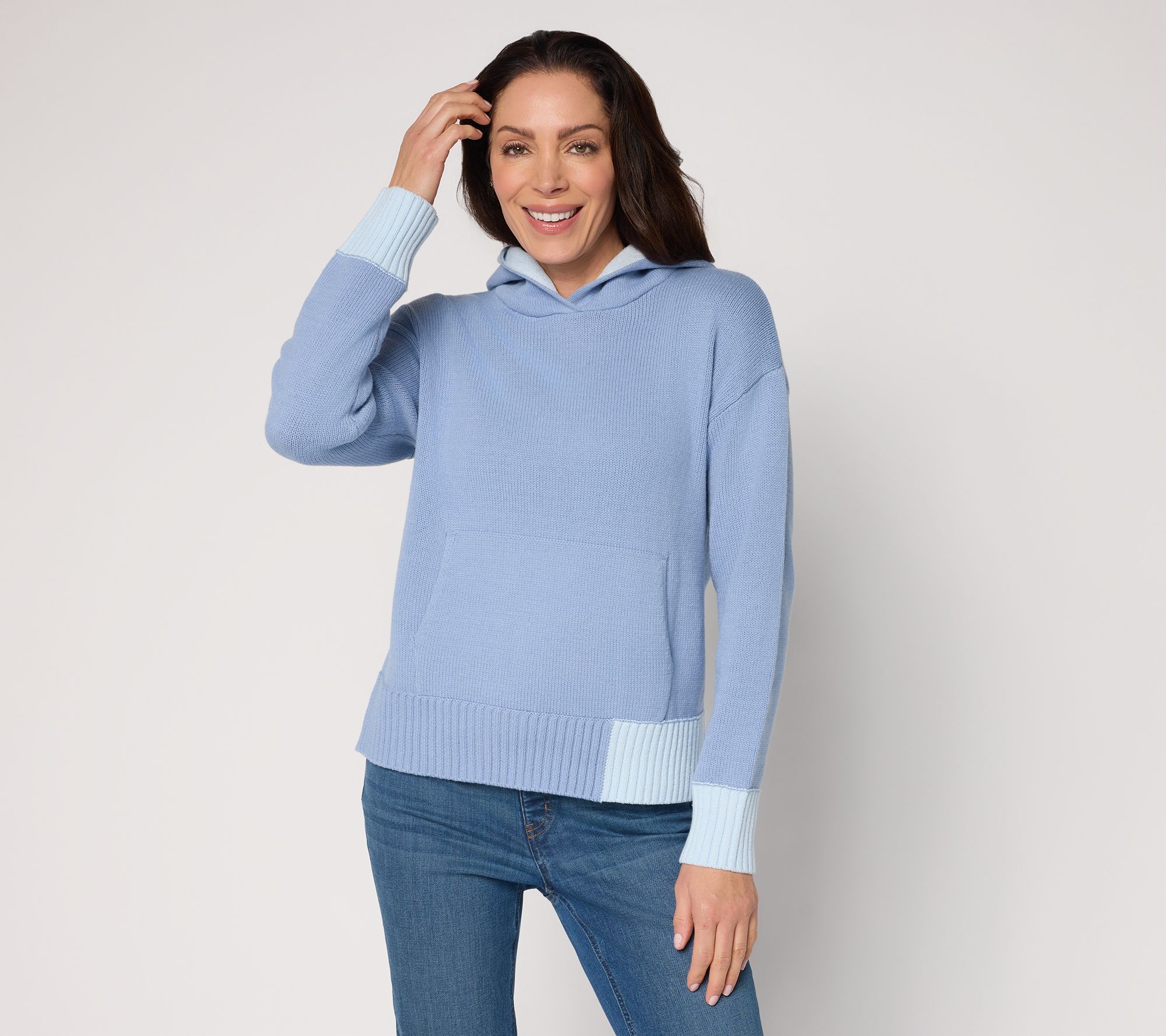 Peace Love World Color Block Hooded Sweater