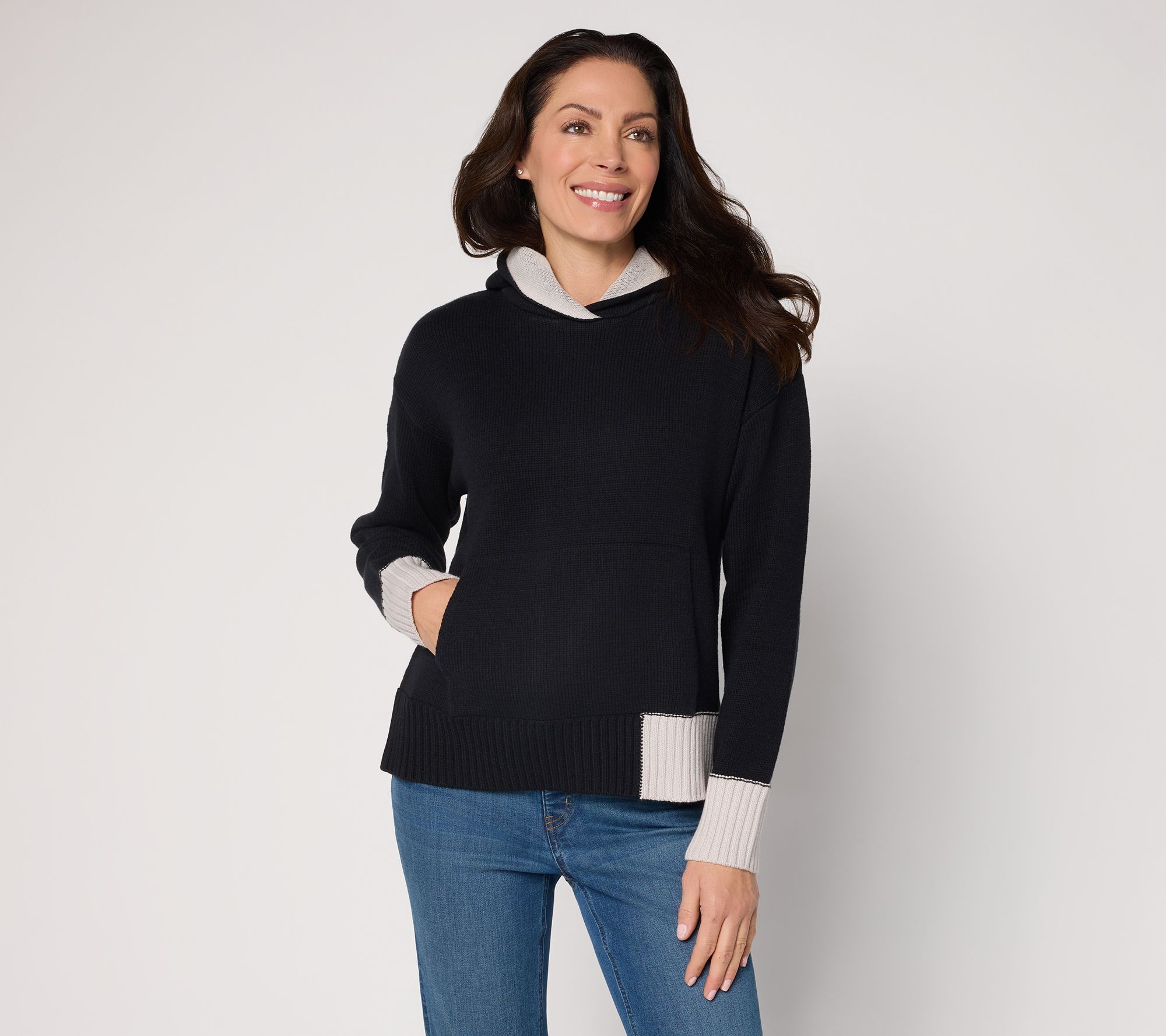 Peace Love World Color Block Hooded Sweater