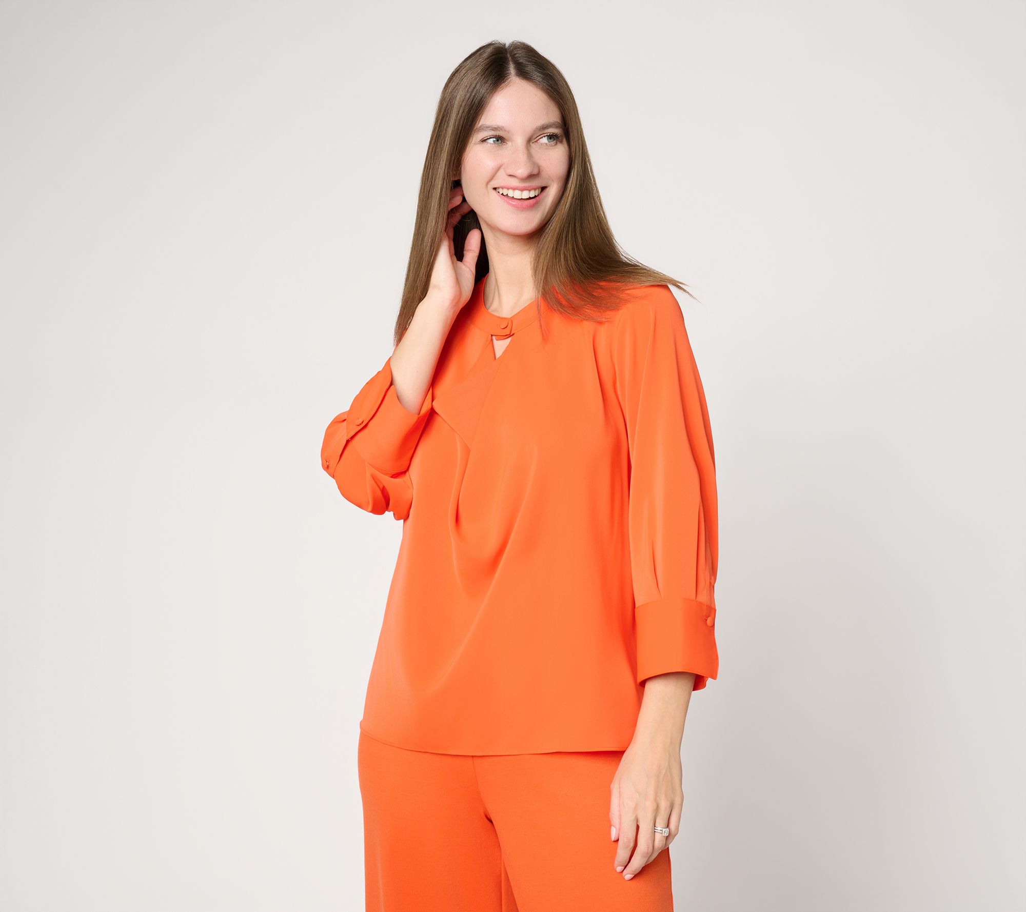 Carla Rockmore Collection Crepe Drape Front Blouse