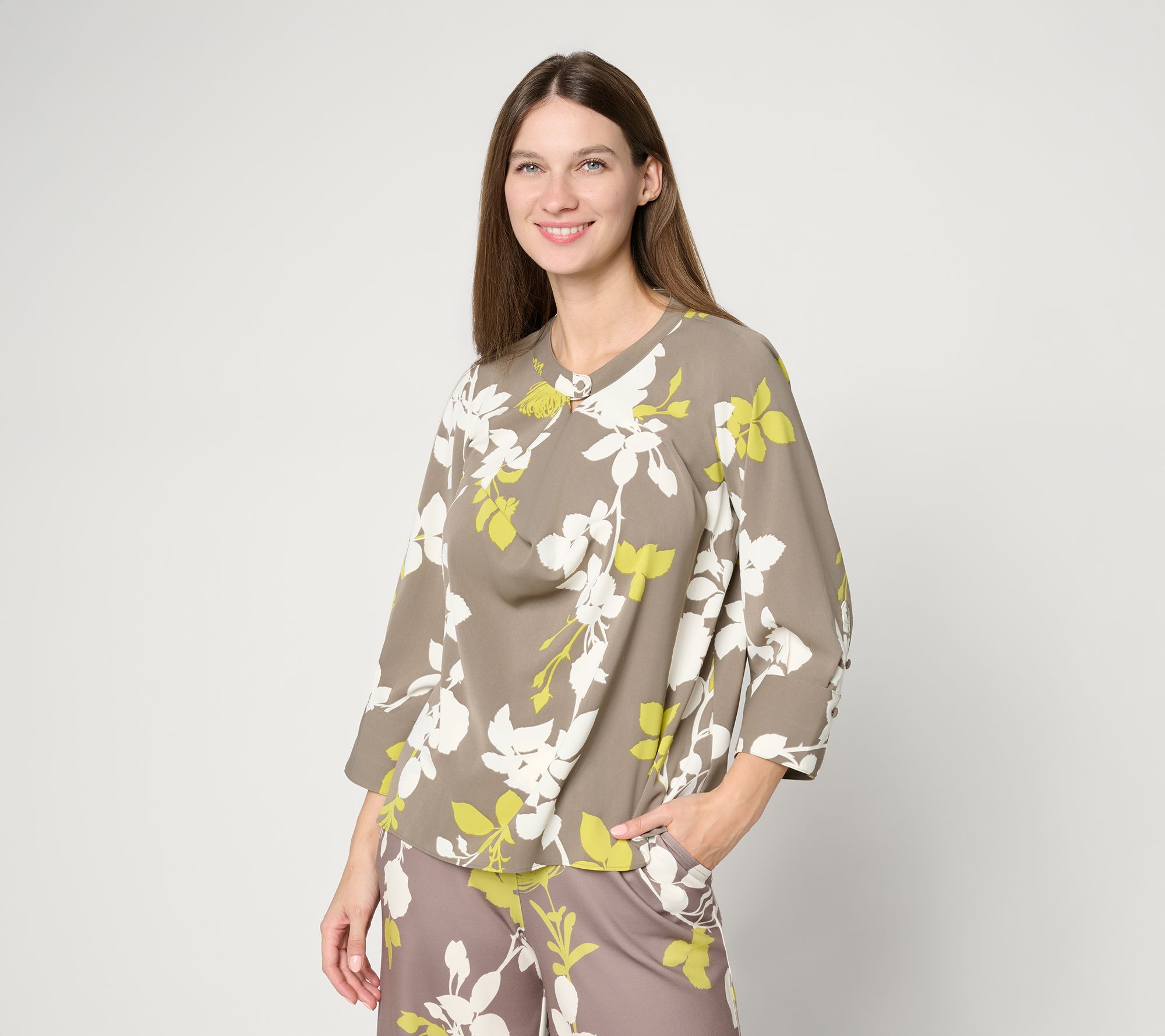 Carla Rockmore Collection Crepe Drape Front Blouse